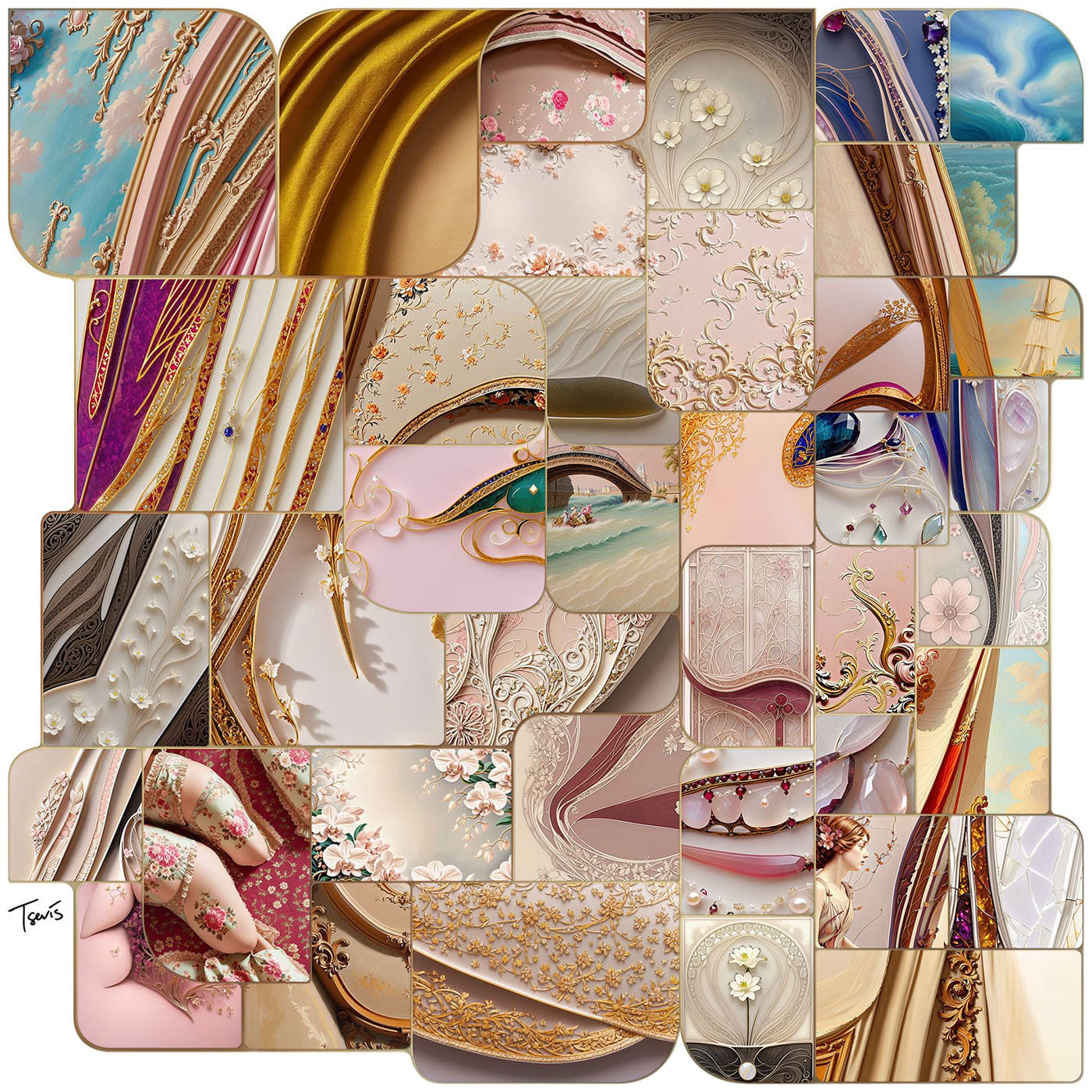 Mosaic portrait of Milly Tanner inspired by Paris 2024