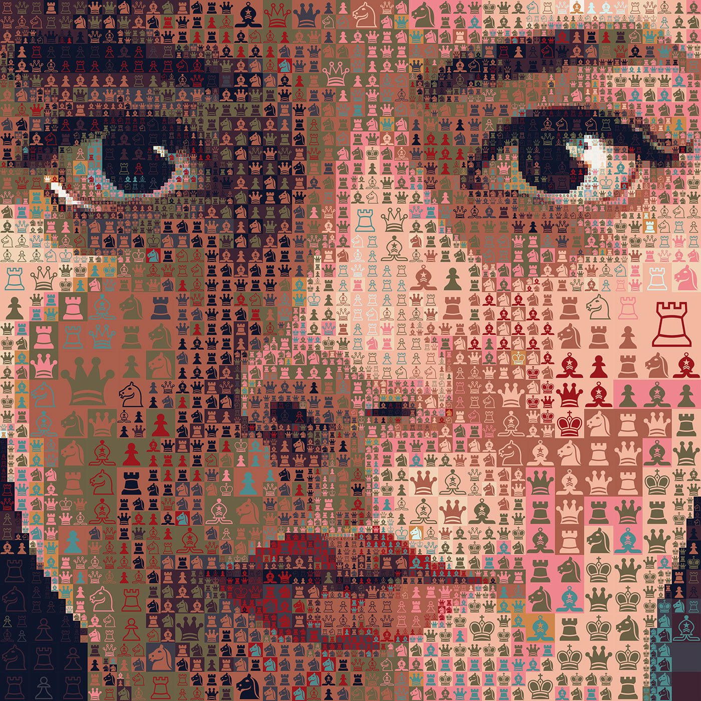 Chess collage for Netflix, actress portrait mosaic
