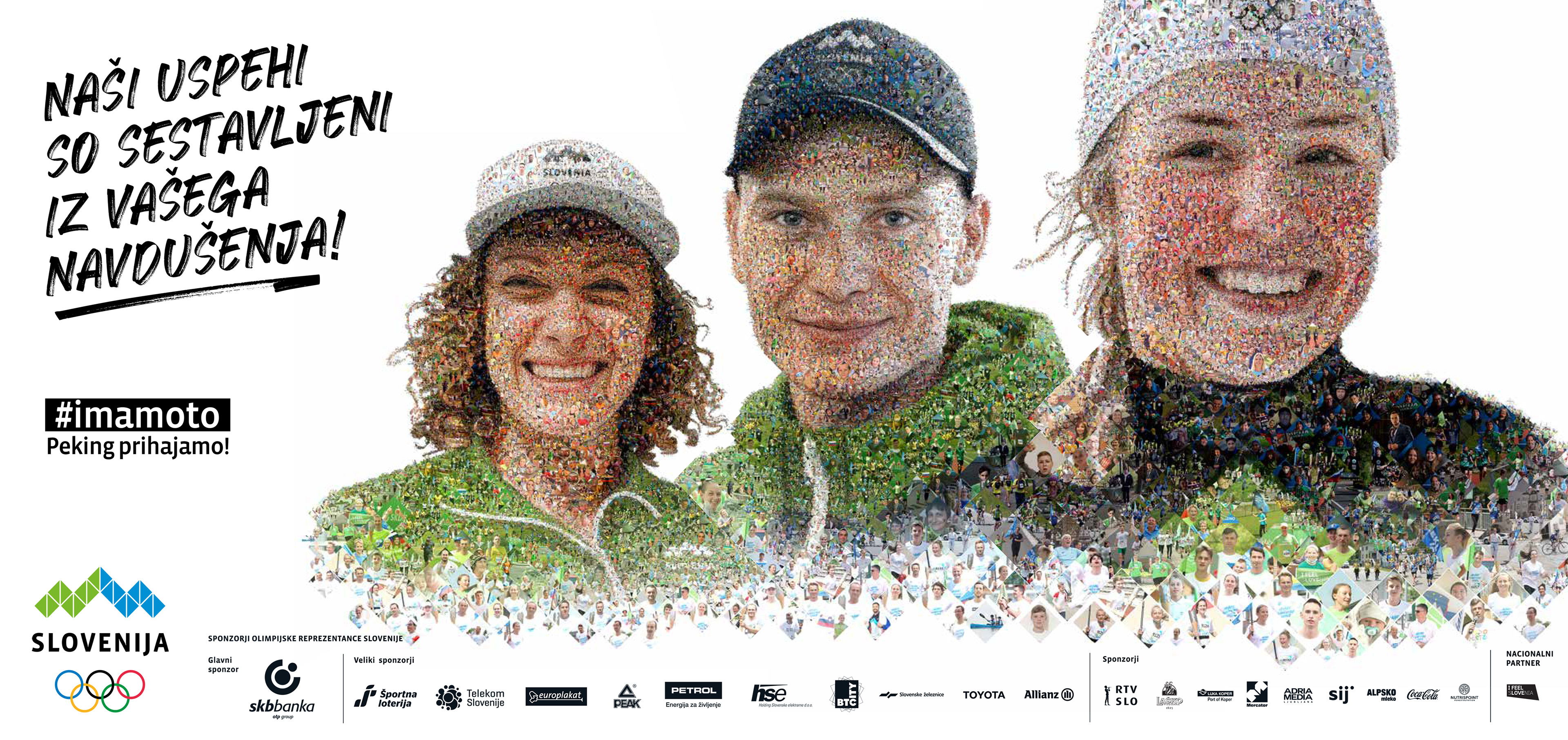 Olympic champions' portraits on billboards, advertising illustration collages from fans' photos