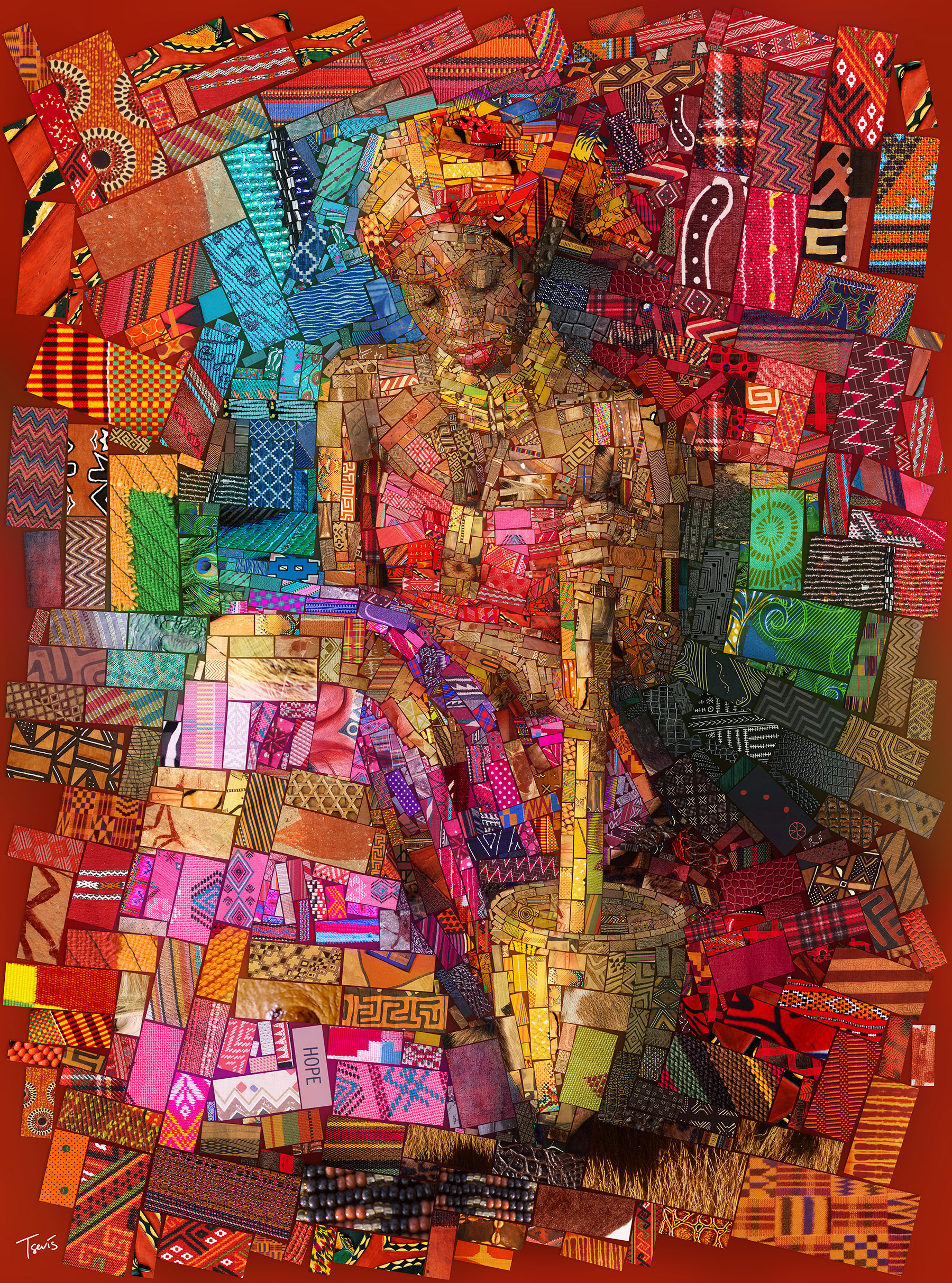 Pap lady, African culture tribute, digital mosaic art