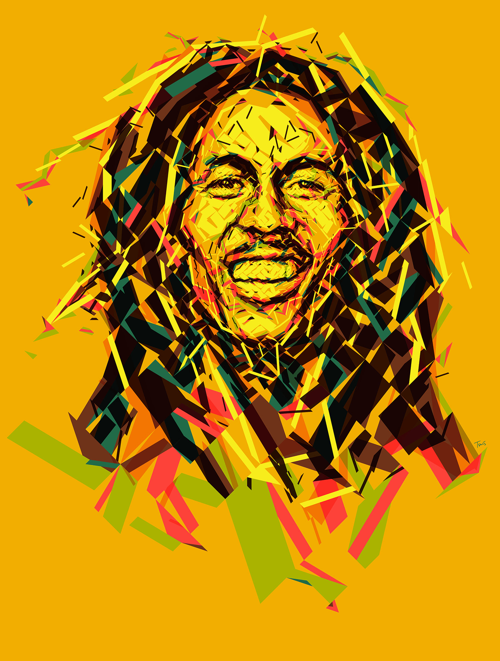 An optimistic Bob Marley portrait