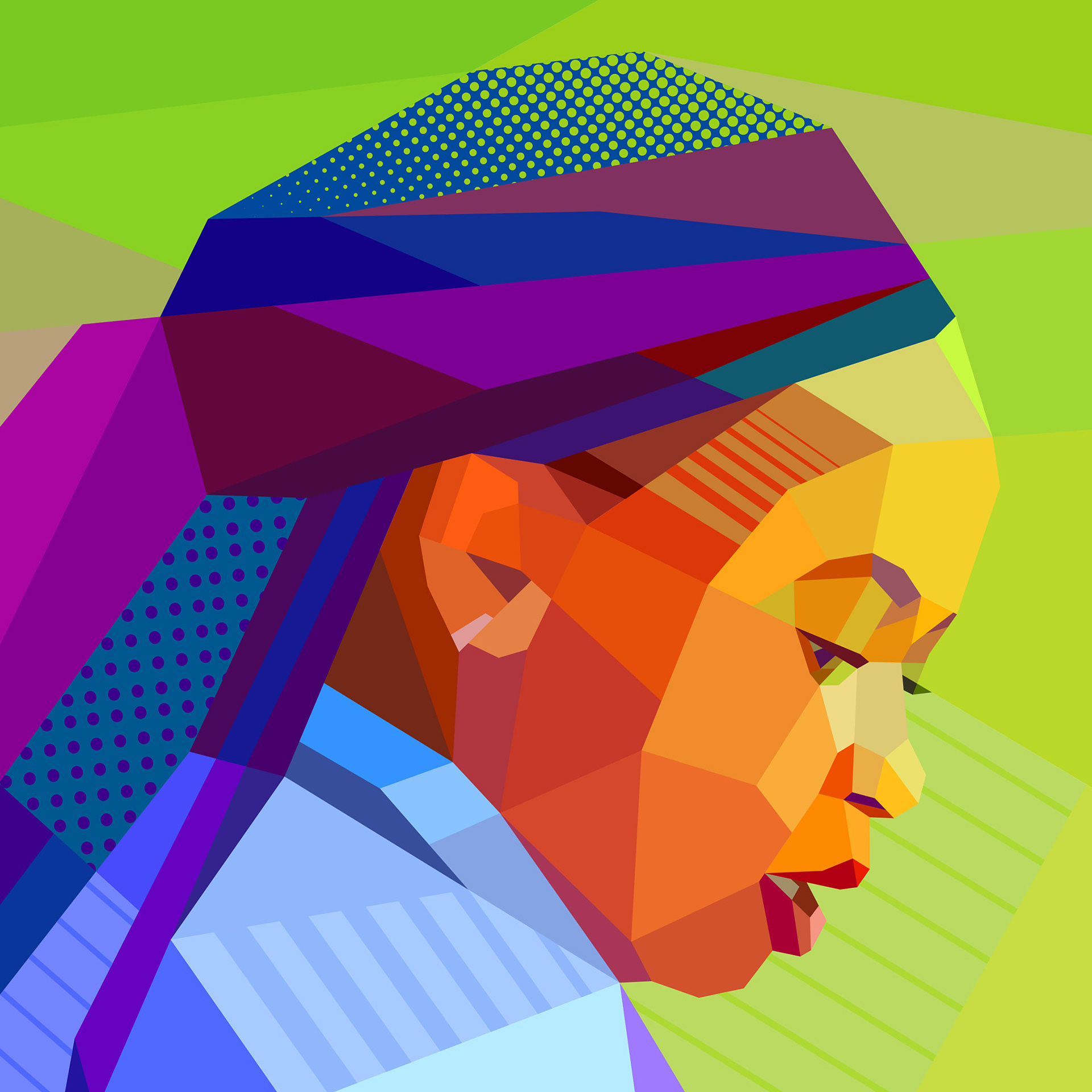 Portrait image of colorful triangles, medical marketing graphics