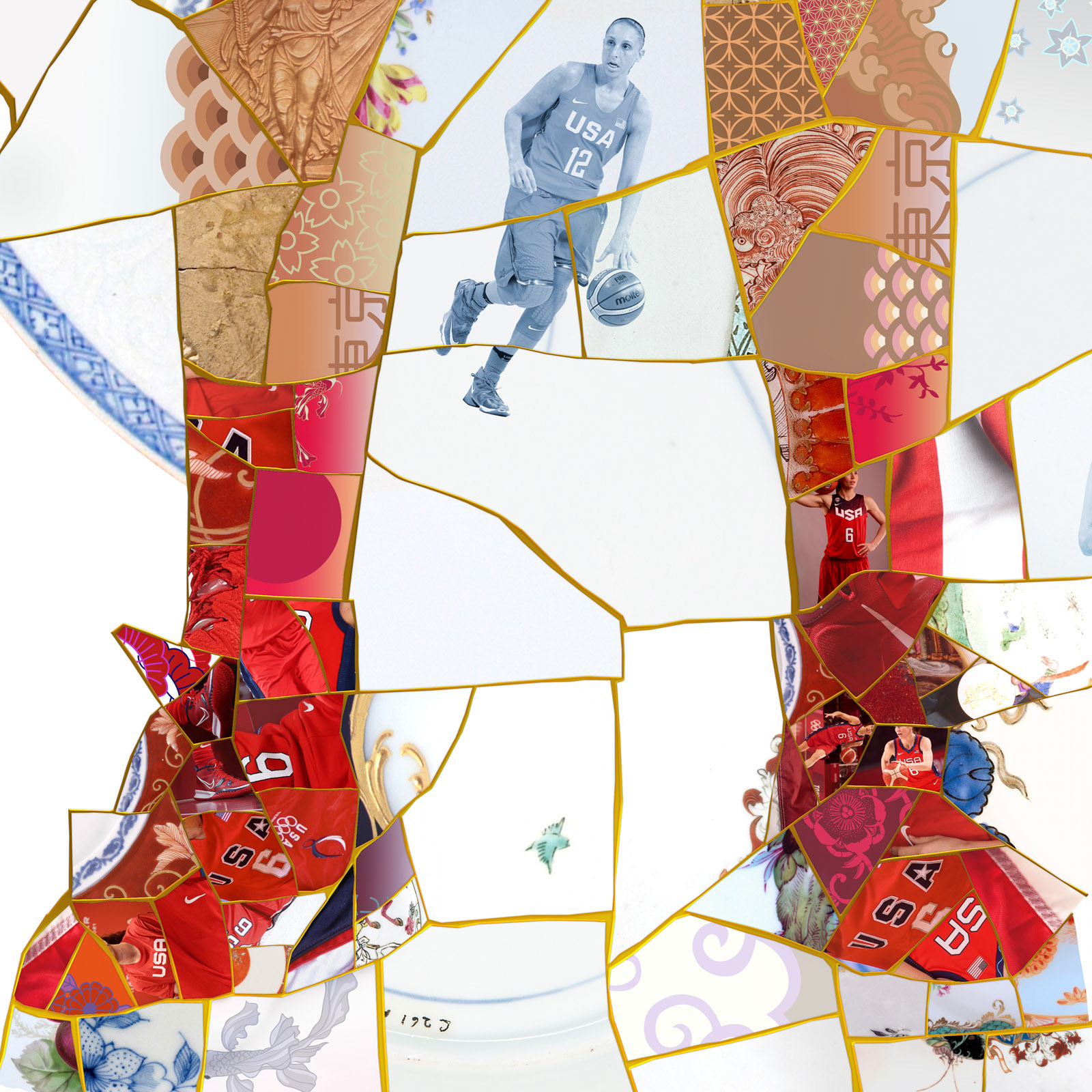 Kintsugi art in sport, sports illustrations for collaborations in global events