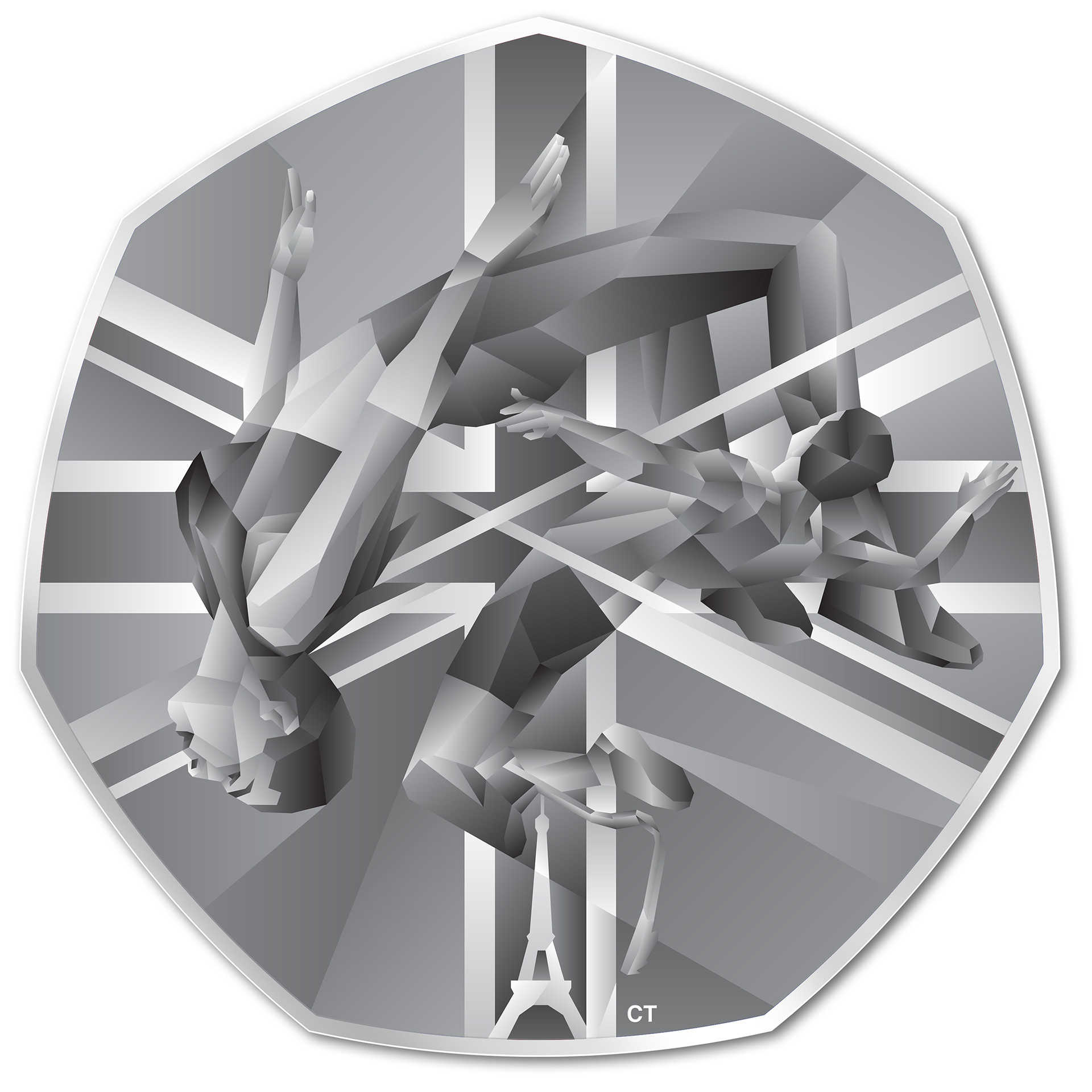 Grayscale neo-futuristic illustration for Olympiad