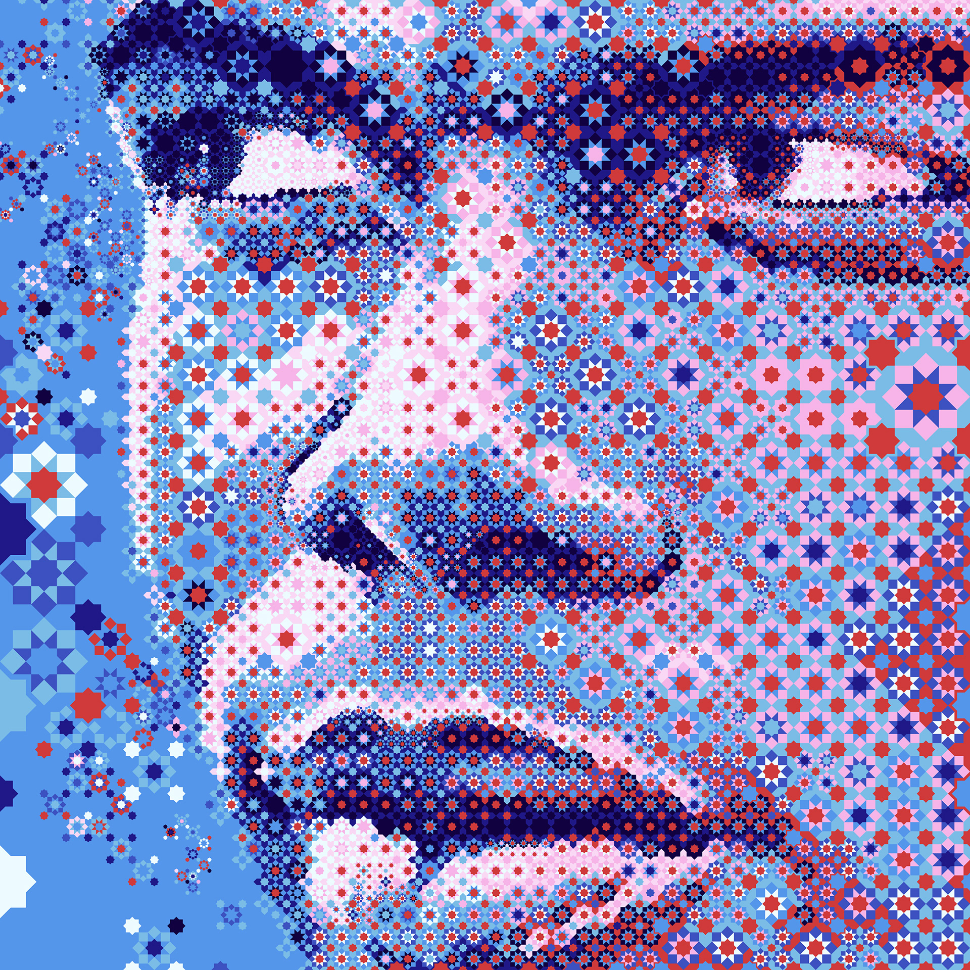 Digital mural combining football and Arabesque elements for the Qatar FIFA
