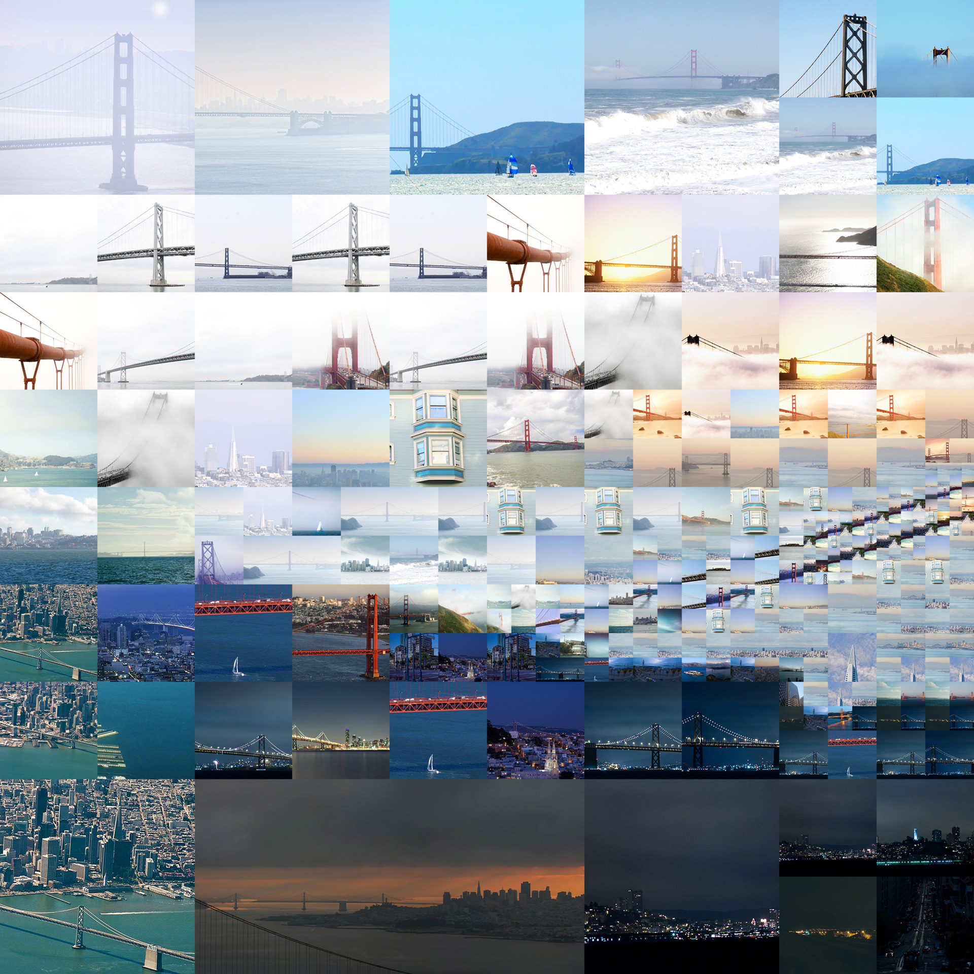 Mosaic of photos For Delta Airlines Sky Club in San Francisco, digital mural art