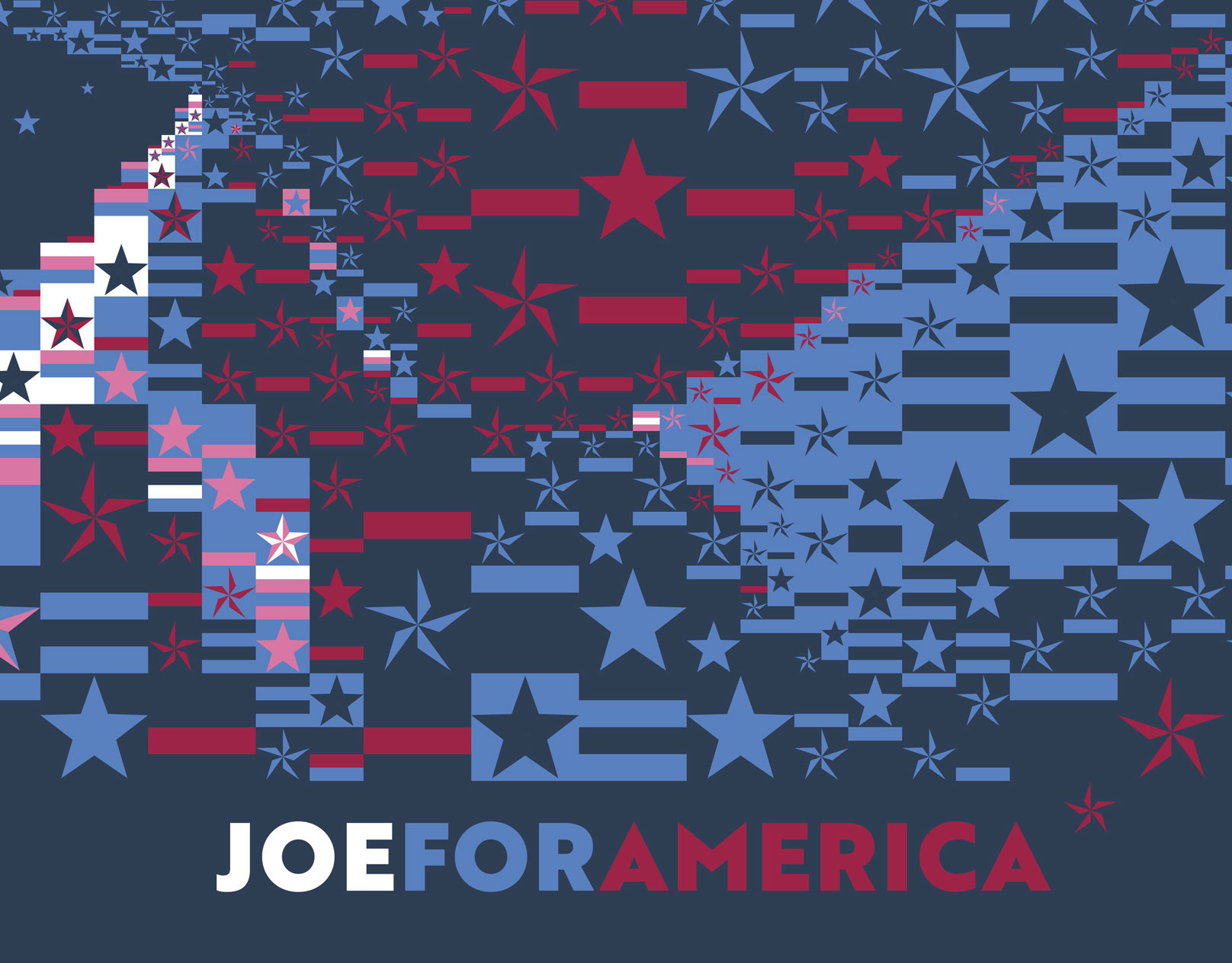 Digital mosaic of Joe Biden inspired by his 2020 campaign for U.S. president, computer art