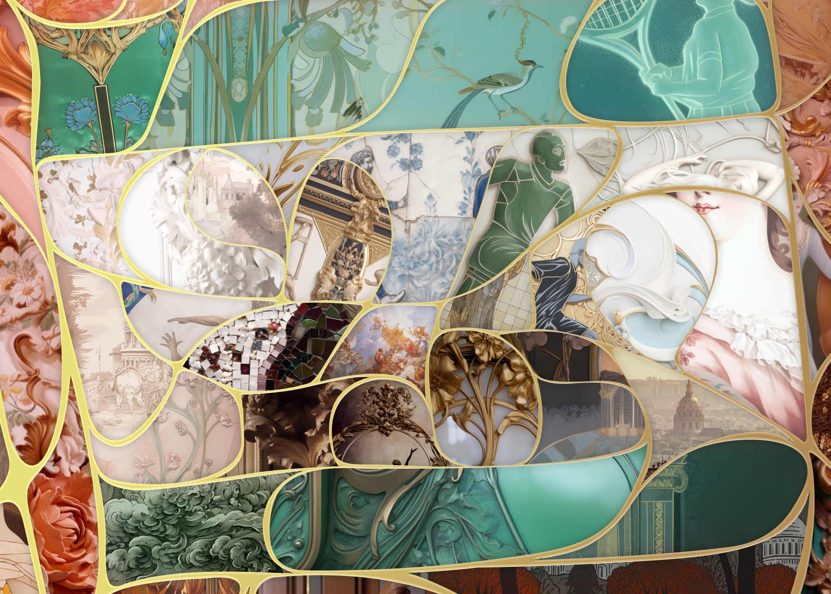Rococo contemporary in digital mosaic and sport