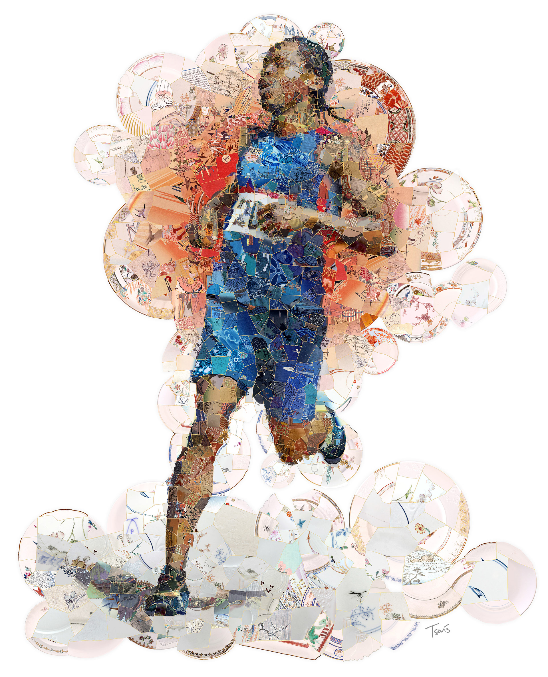 running athlete, sports event branding illustration in a kintsugi style