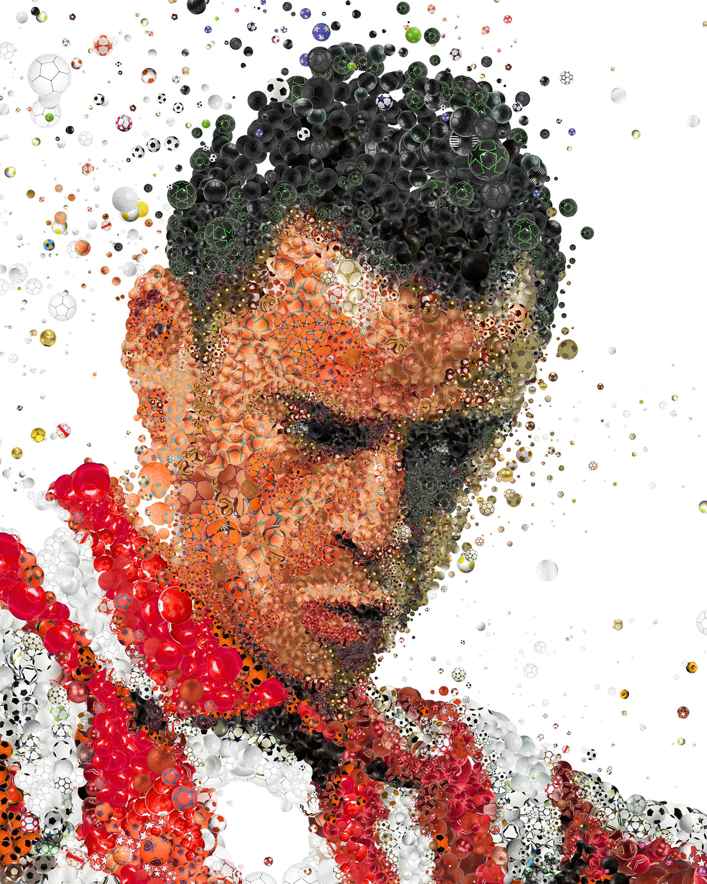 Olympiacos’ Stelios Giannakopoulos in mosaic art made from thousands of UEFA balls