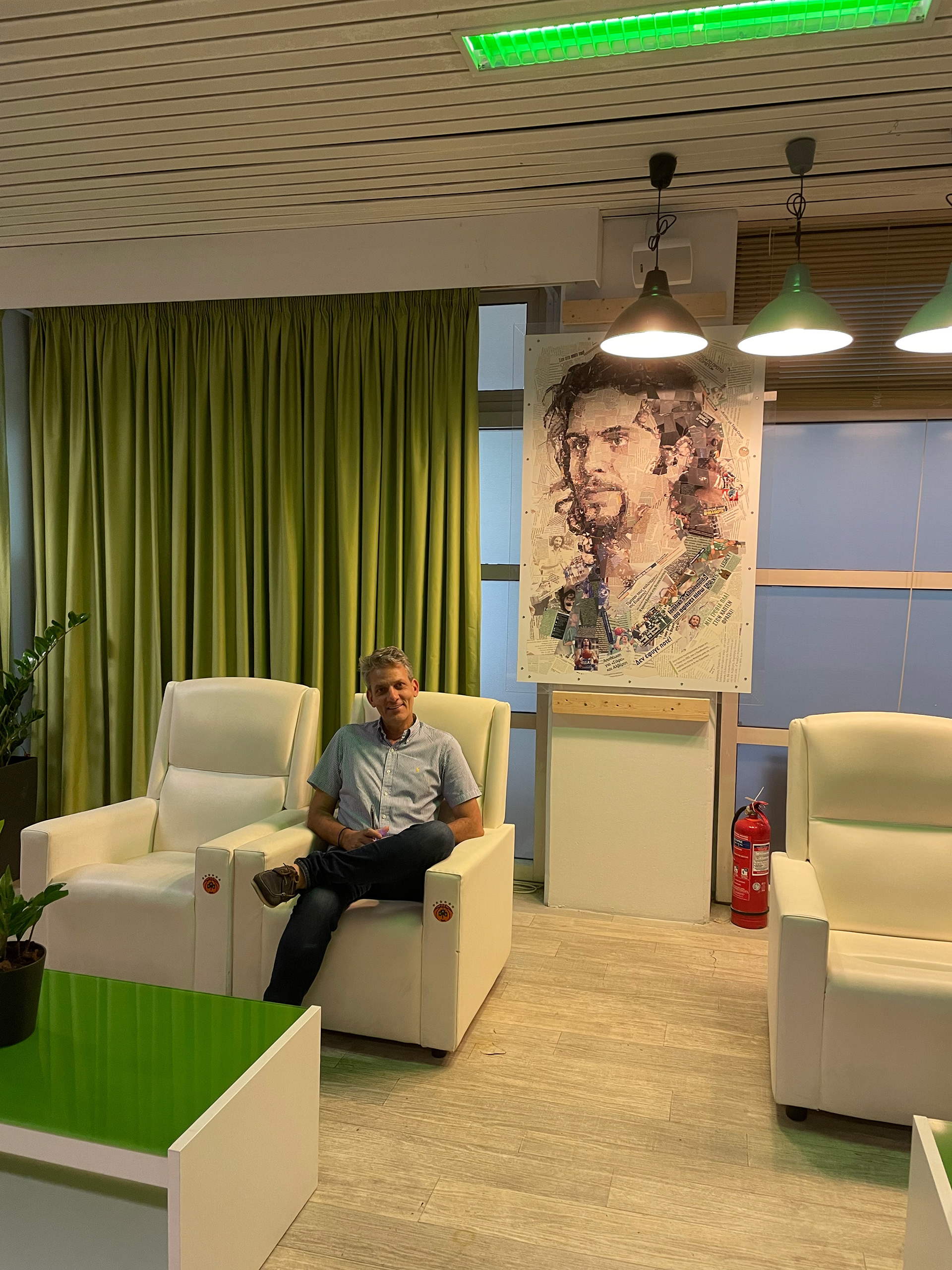 Fragiskos Alvertis Mosaic Portrait in a VIP room Panathinaikos BC