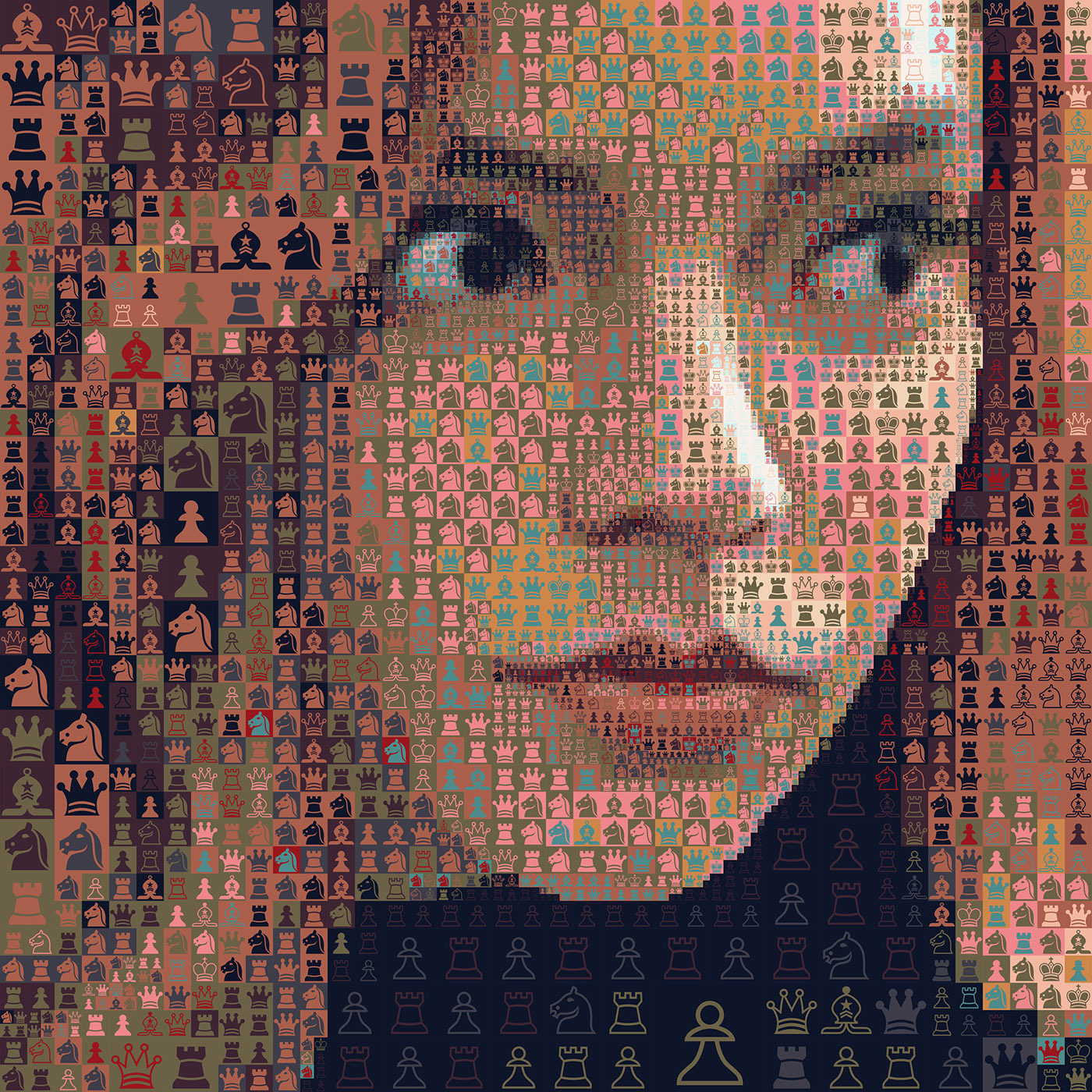 Taylor-Joy's digital picture for the renowned chess series, digital mural