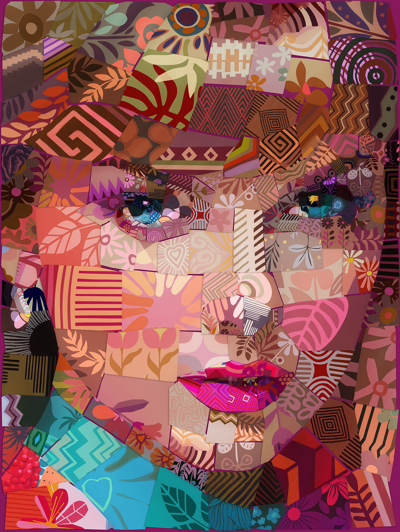 Taylor Swift portrait in vibrant colors, digital animated mosaic