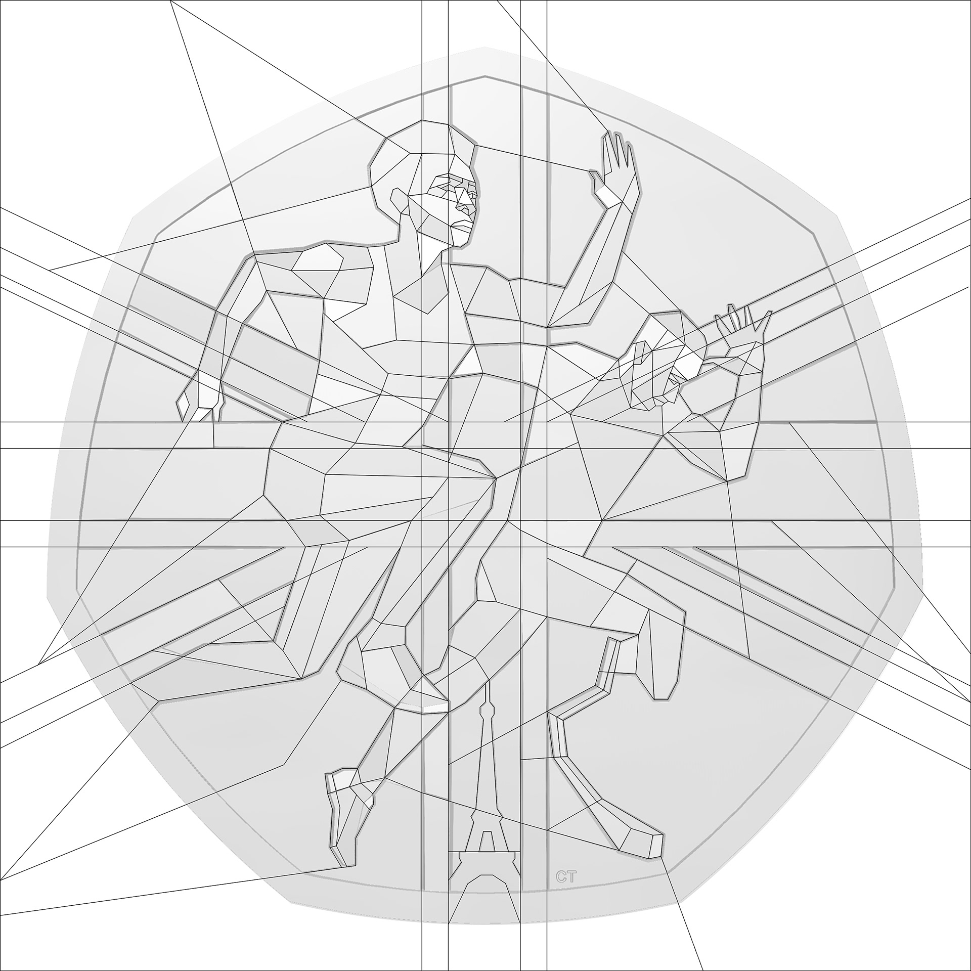 Dynamic shapes illustration for UK official coin illustration for the Olympics