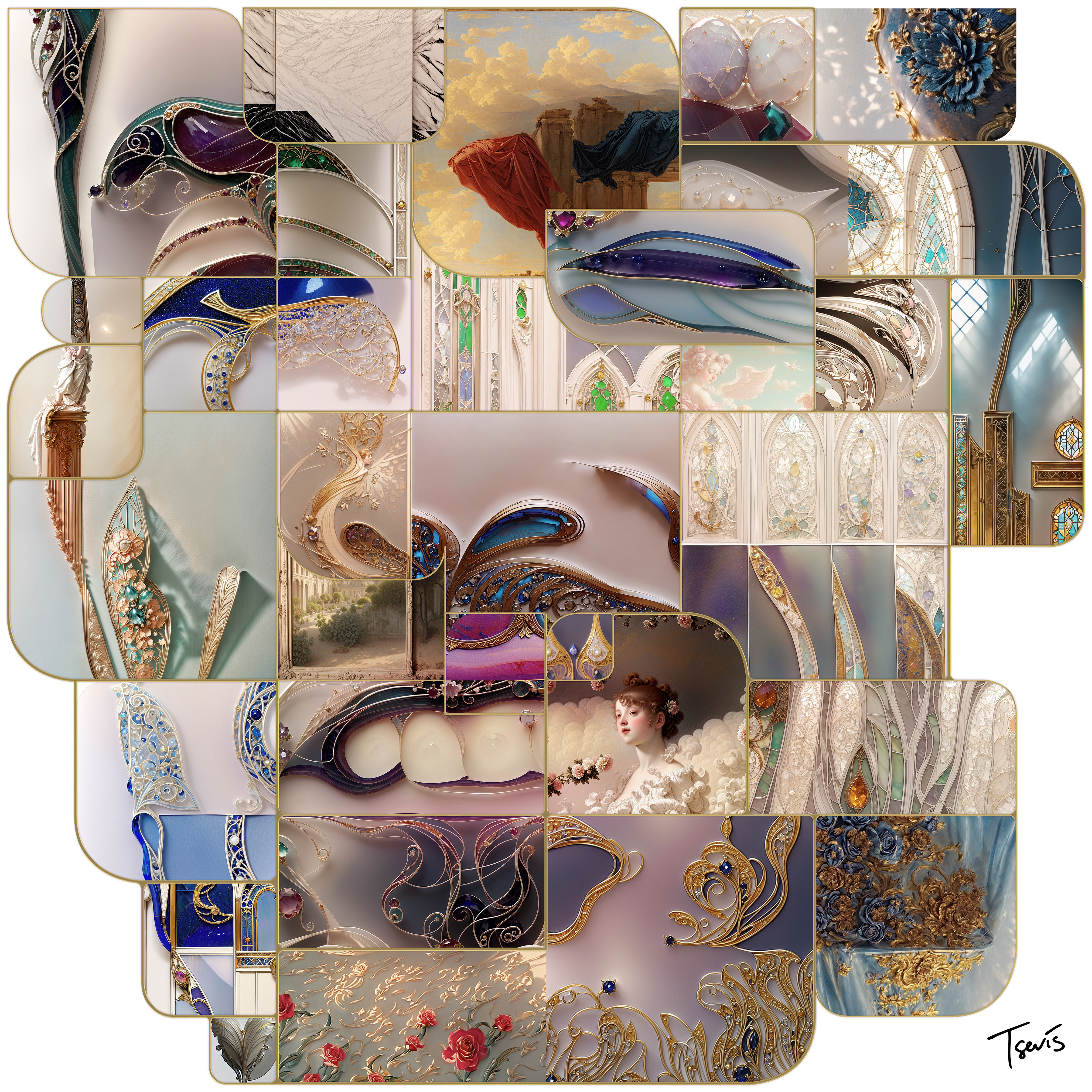 Digital mosaic portrait of Miltos Tendoglou Olympic Art sports advertising