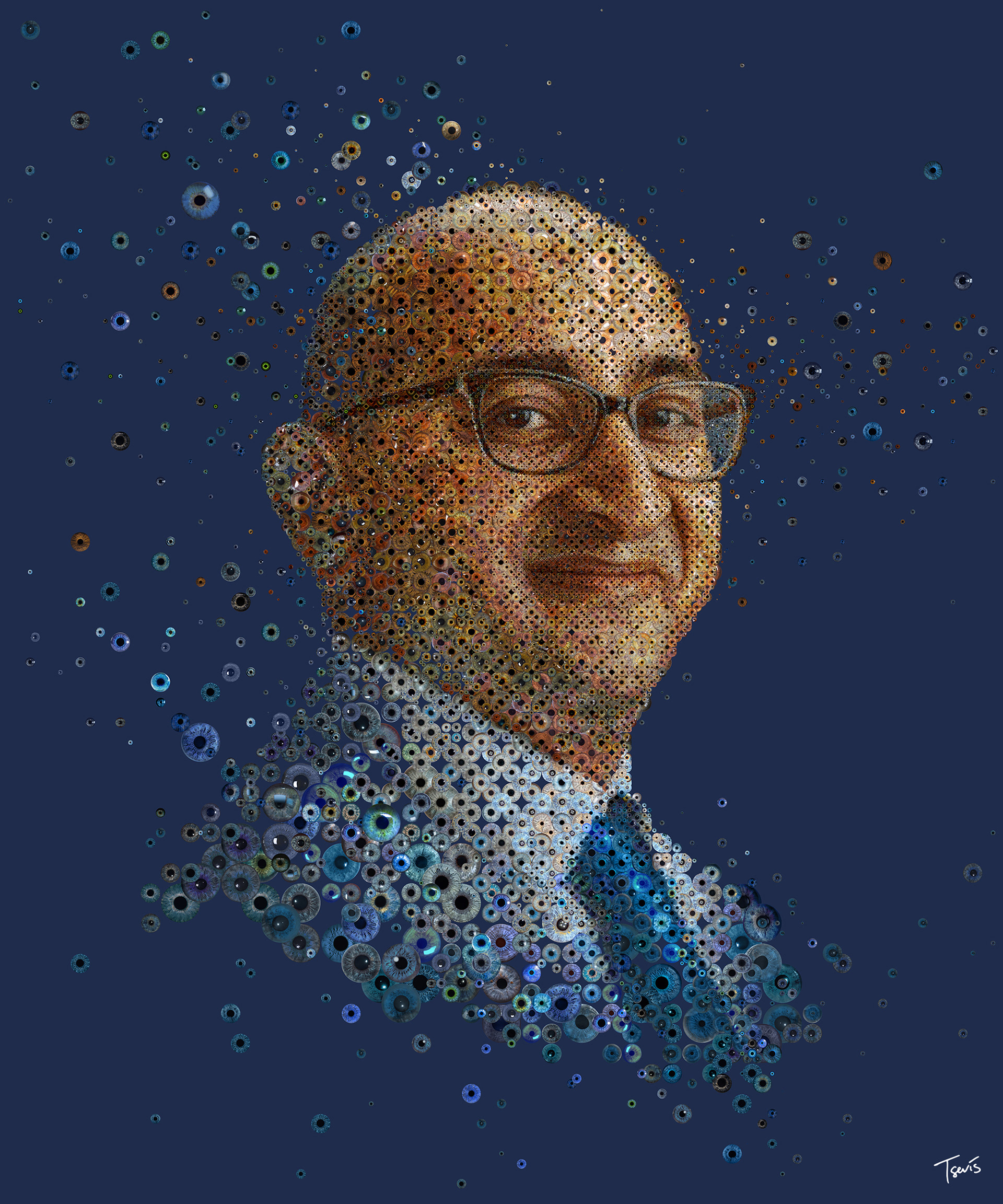 Human eyes digital mosaic