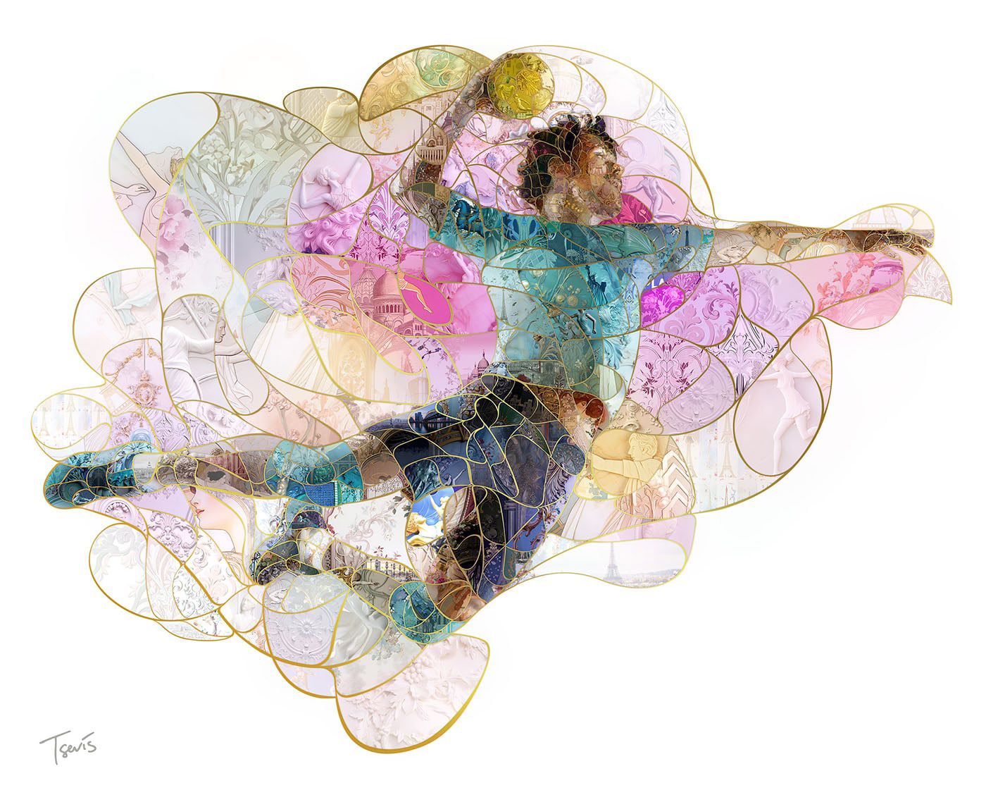 Photomosaic by Charis Tsevis, featuring a volleyball as its subject. The artwork is a unique digital mosaic composed of numerous detailed tiles, showcasing a deep study of visual elements and artistic techniques.