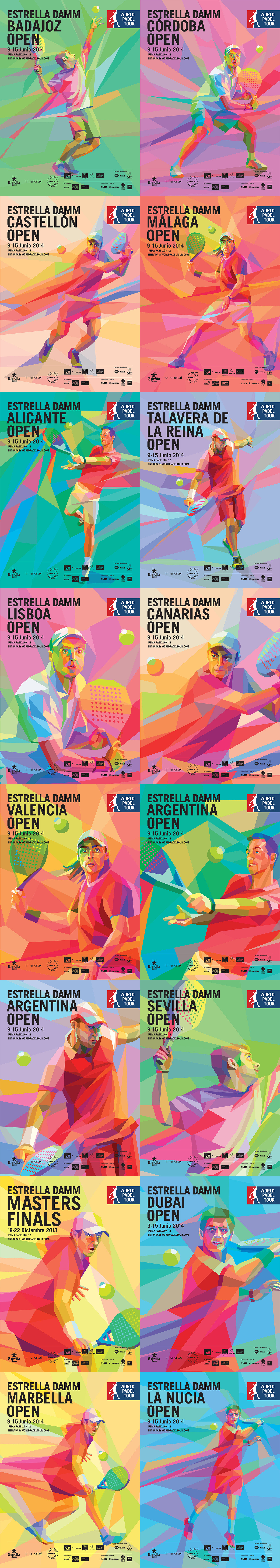 Abstract Padel tennis tournament posters with a contemporary design and stylized figures, Padel graphic design