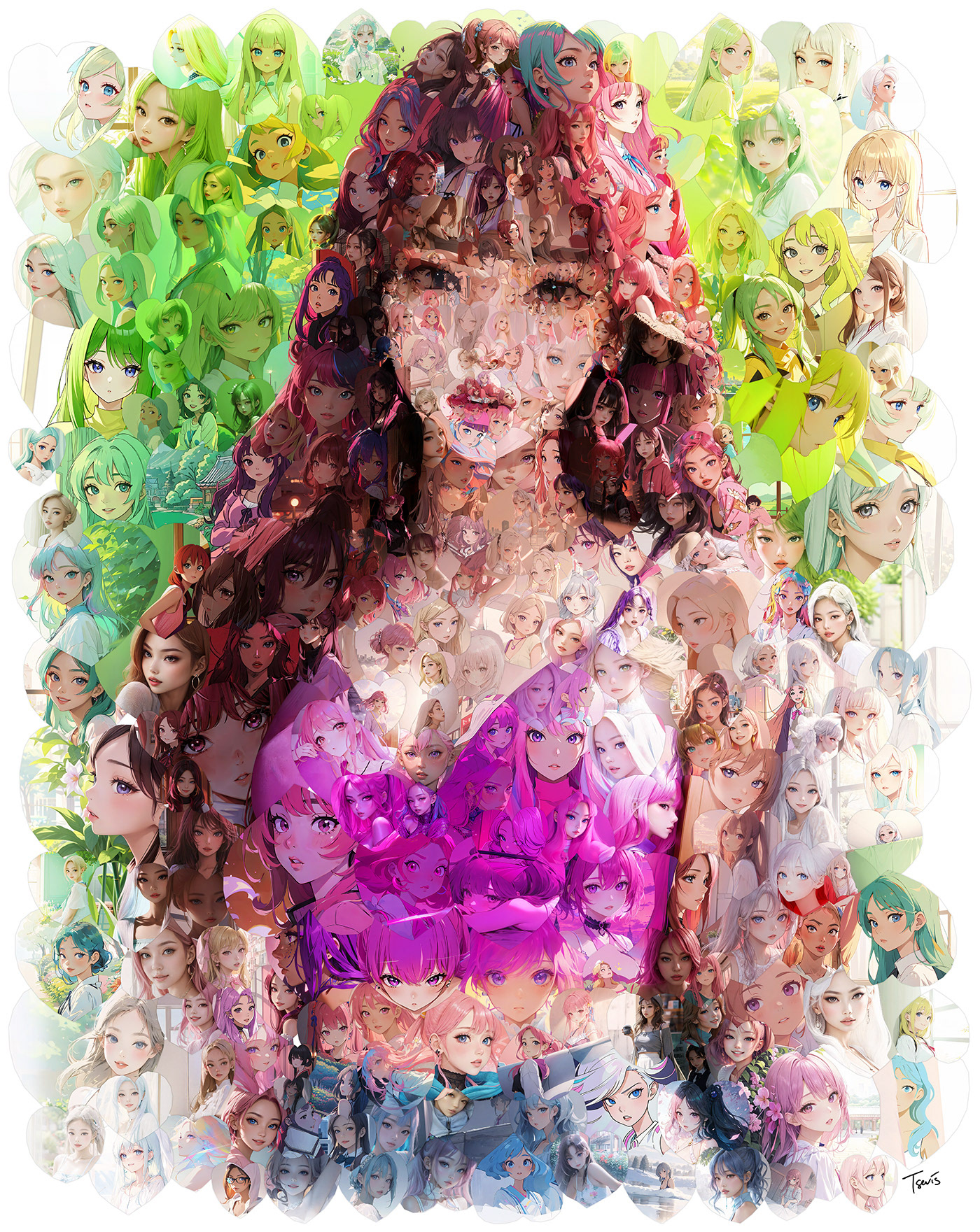 Anime tribute to Jennie, K-pop Digital mosaic