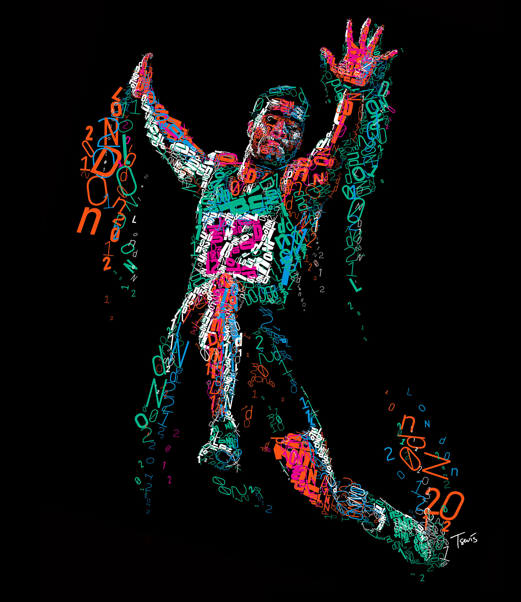 Long jump Olympic athlete for London 2012, mosaic artwork commission