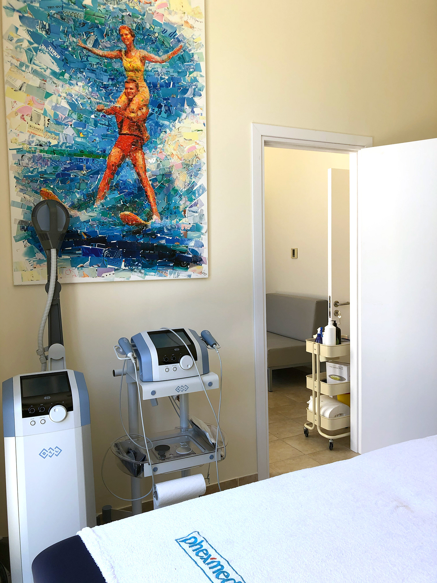 Limited edition mosaic prints displayed in the therapy room, corporate art