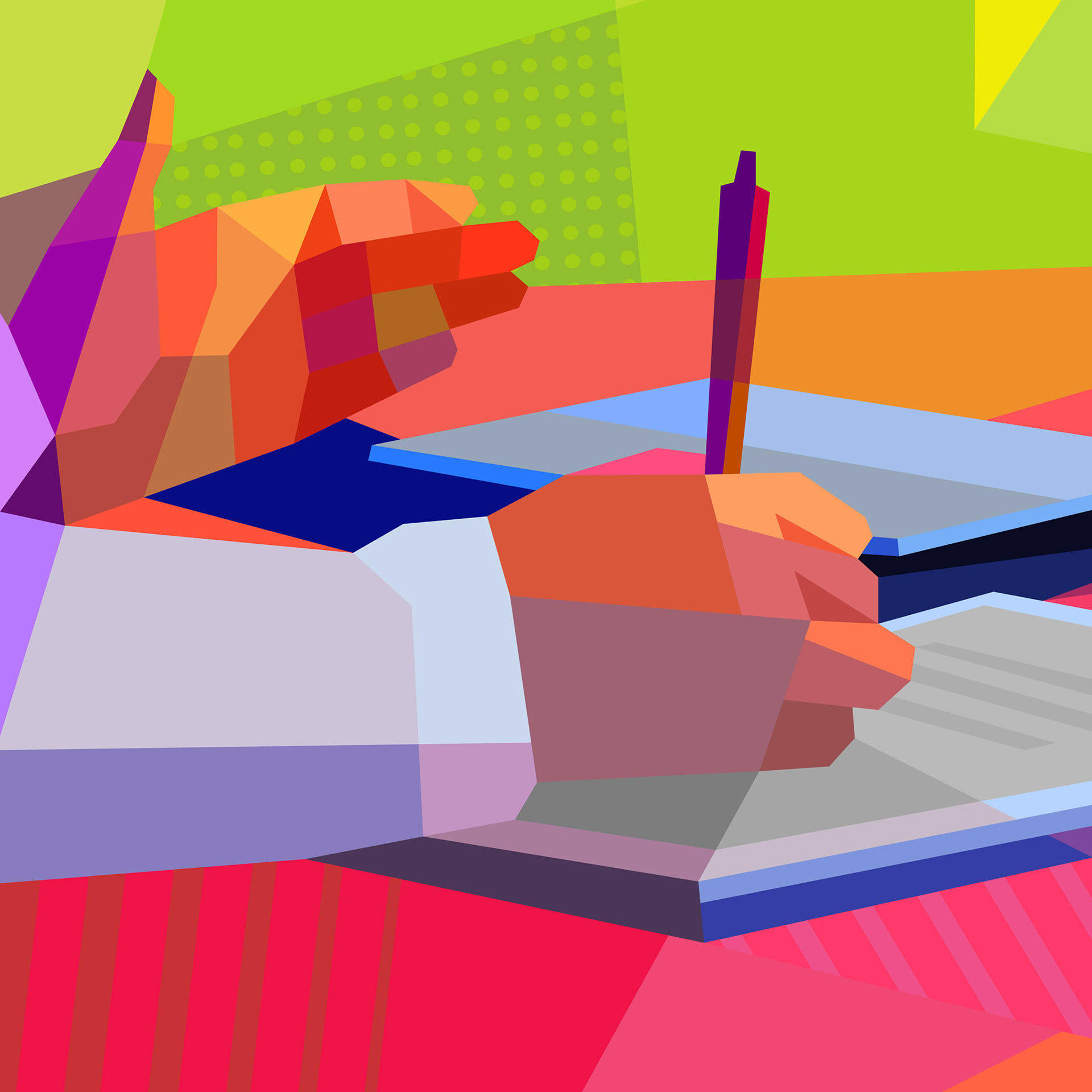 Digital image from colorful polygons