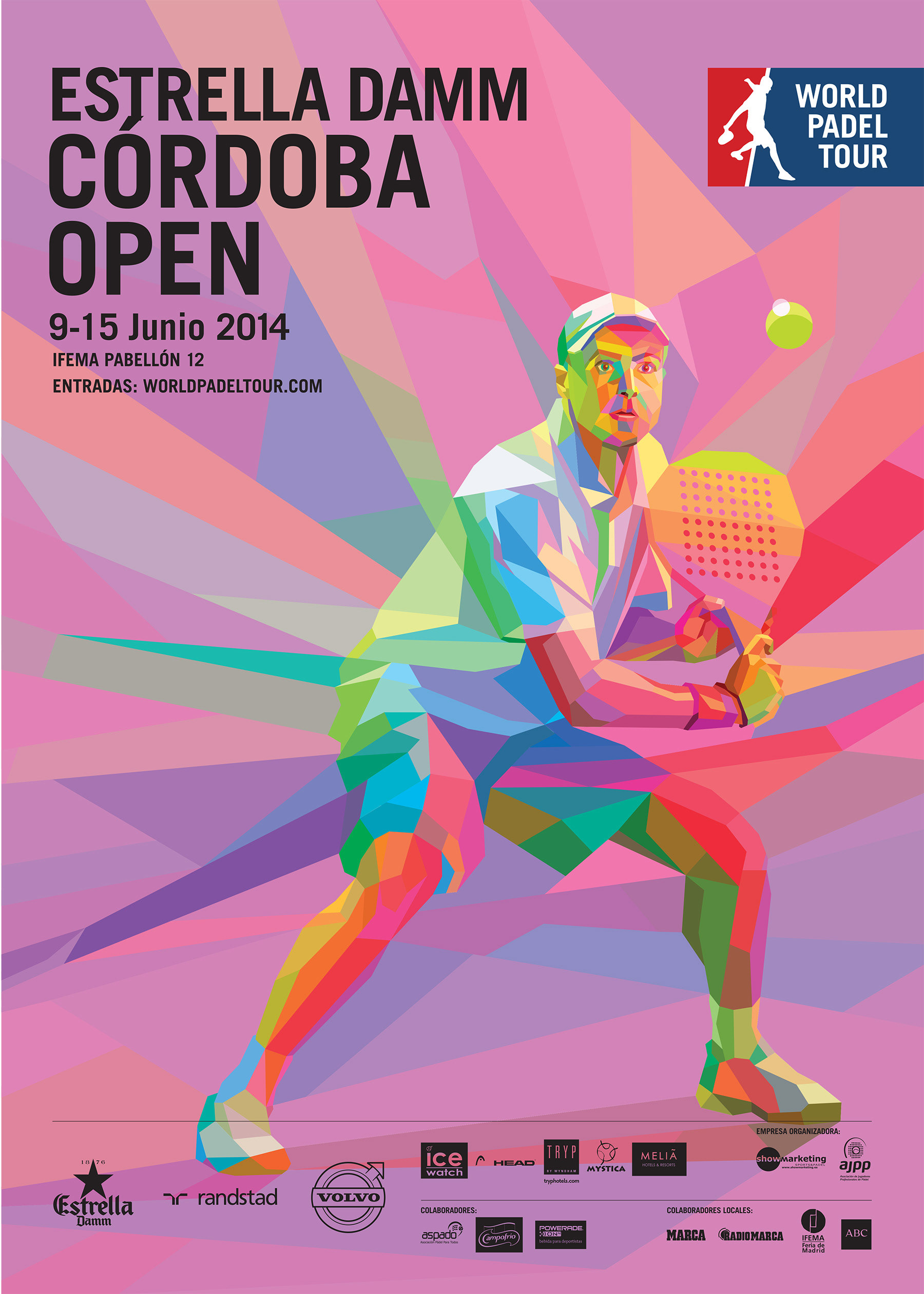 Dynamic padel illustration, World Padel Tour poster artwork for world campaign
