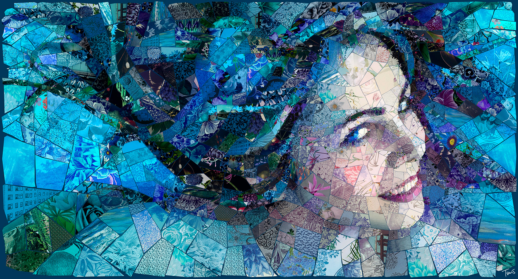 Digital mosaic of Aphrodite vibrant hues of Mediterranean beauty
