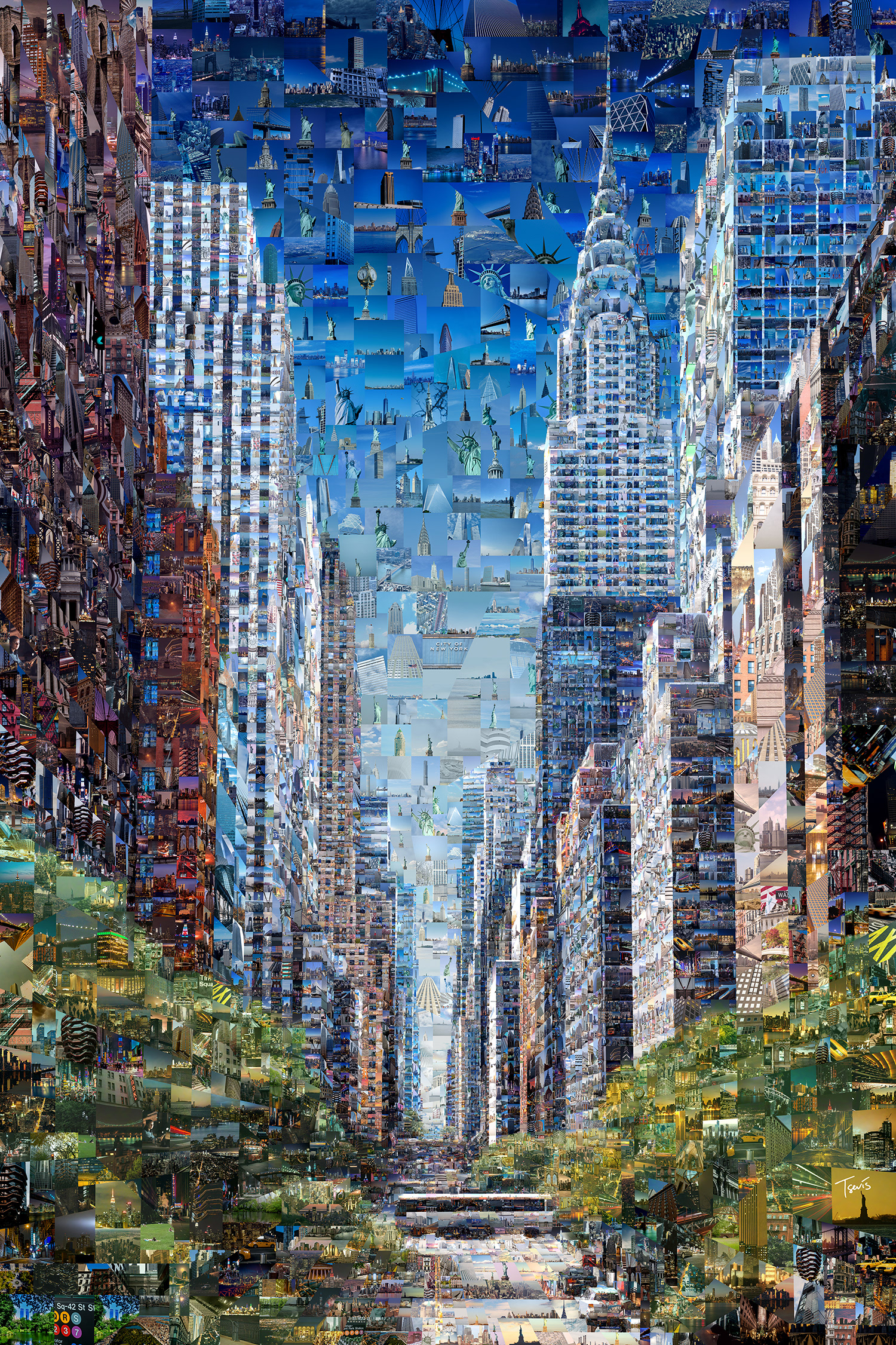 Photomosaic of the Chrysler Building in springtime, metropolis mosaic