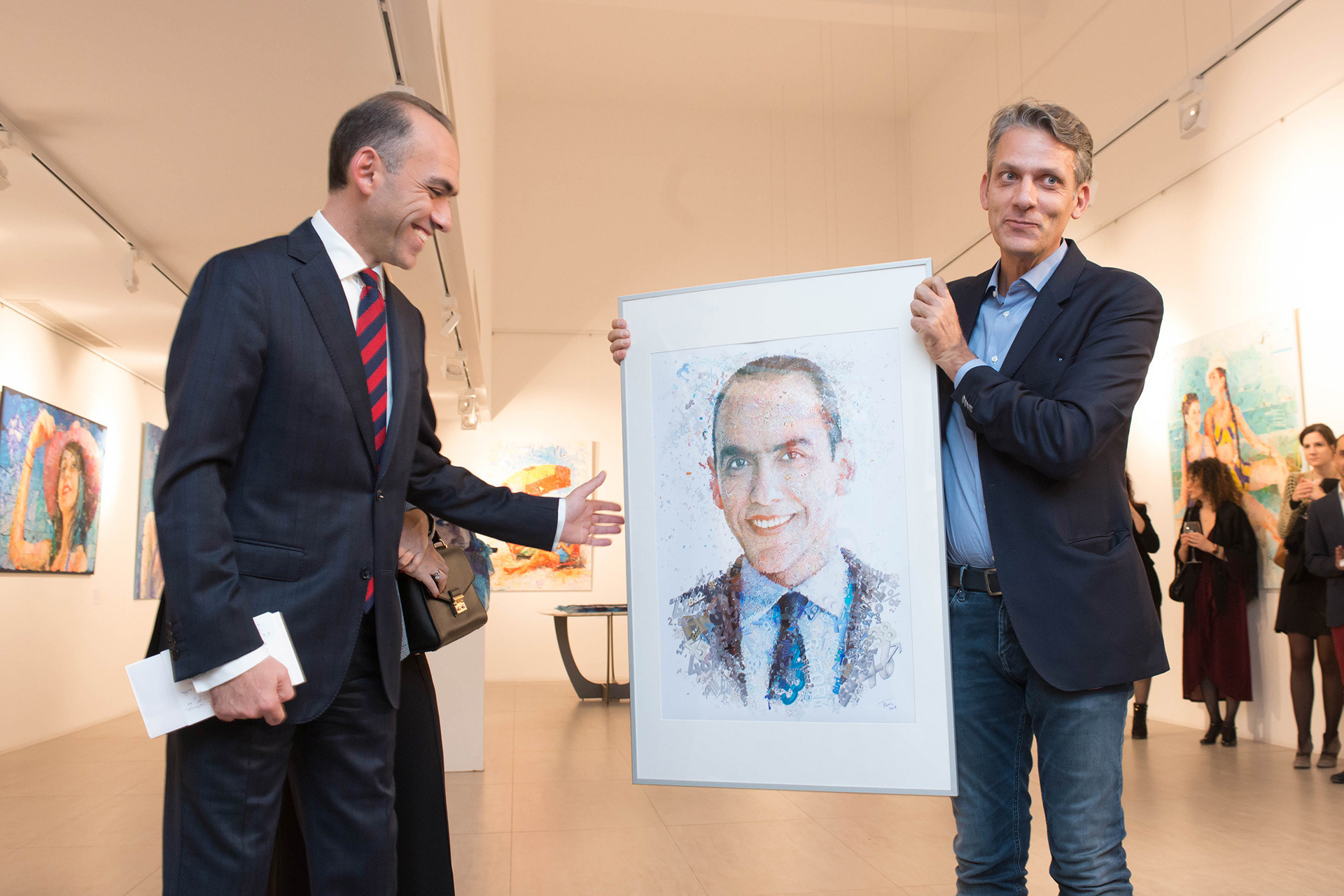 A custom mosaic portrait for the Cypriot politician Harris Georgiades as a unique art gift