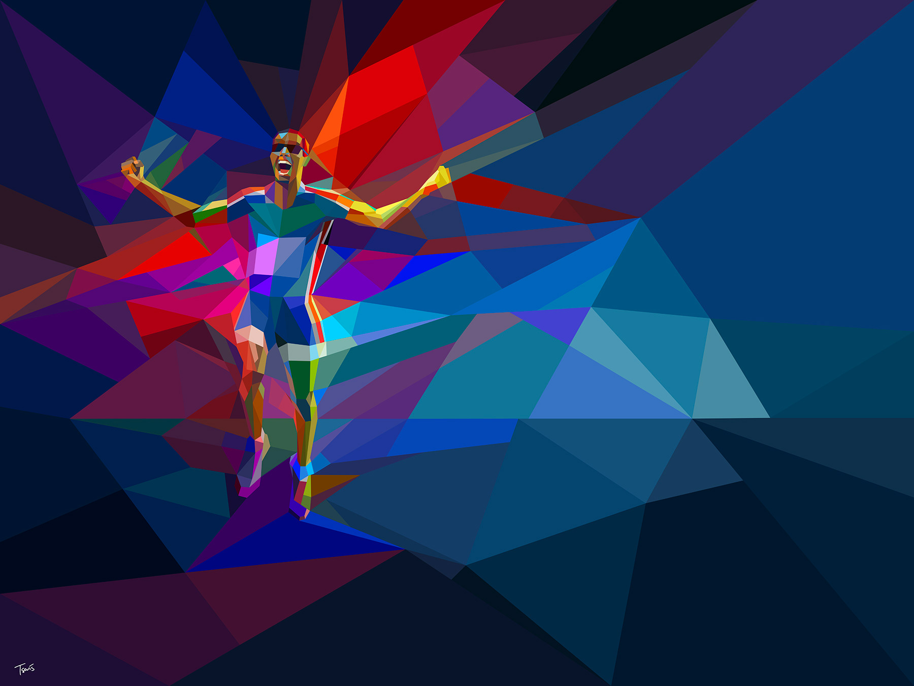 Olympic champion color mosaic digital artwork