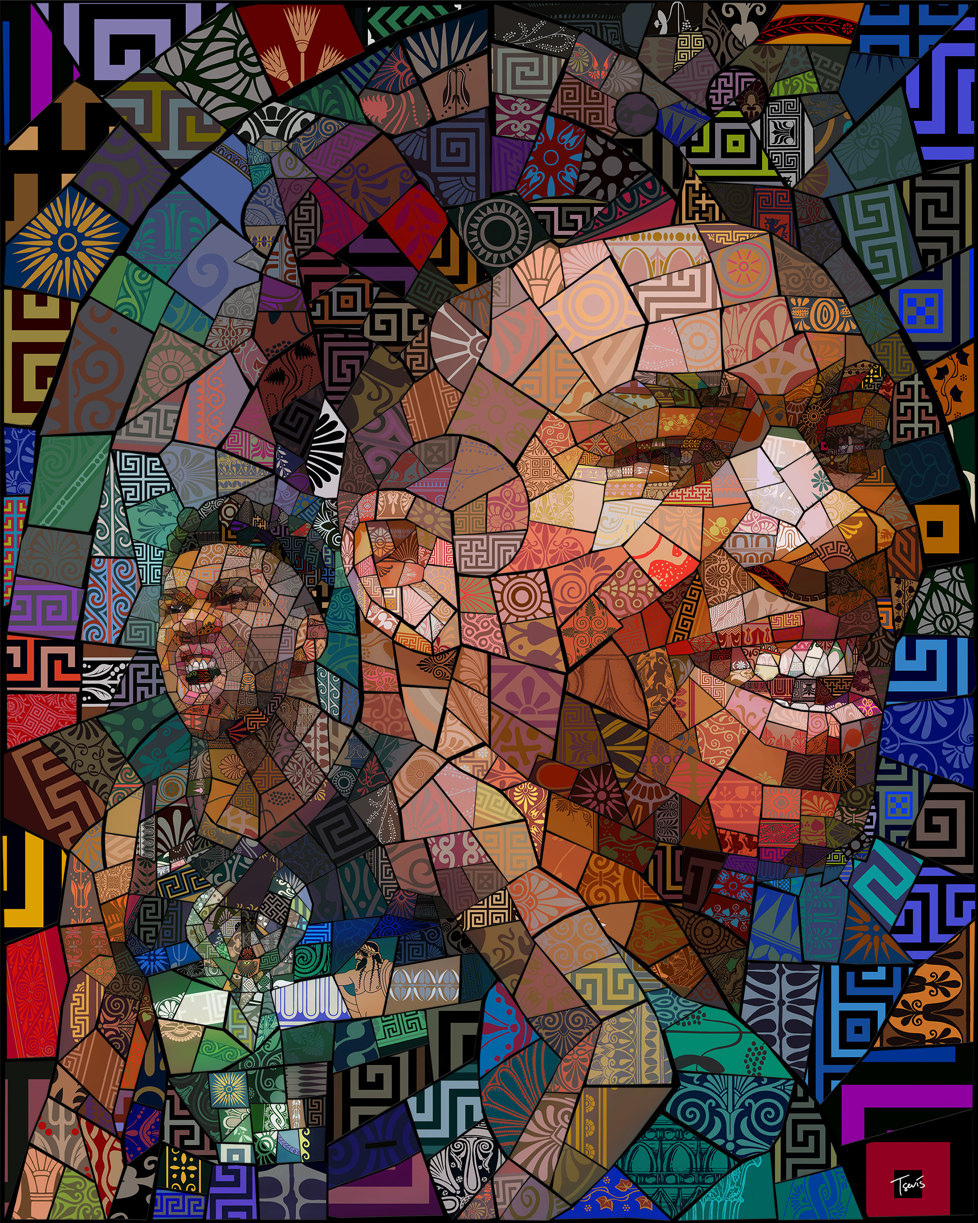 Giannis Antetokounmpo portrait, NBA Creator Series, digital mosaic