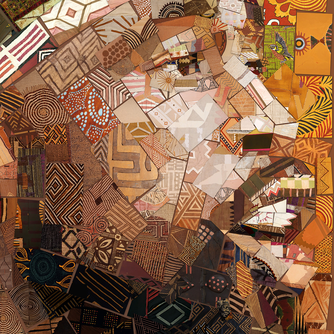 Close-up of Siya Kolisi's determined expression in African textile patterns - first black Springboks captain portrait detail