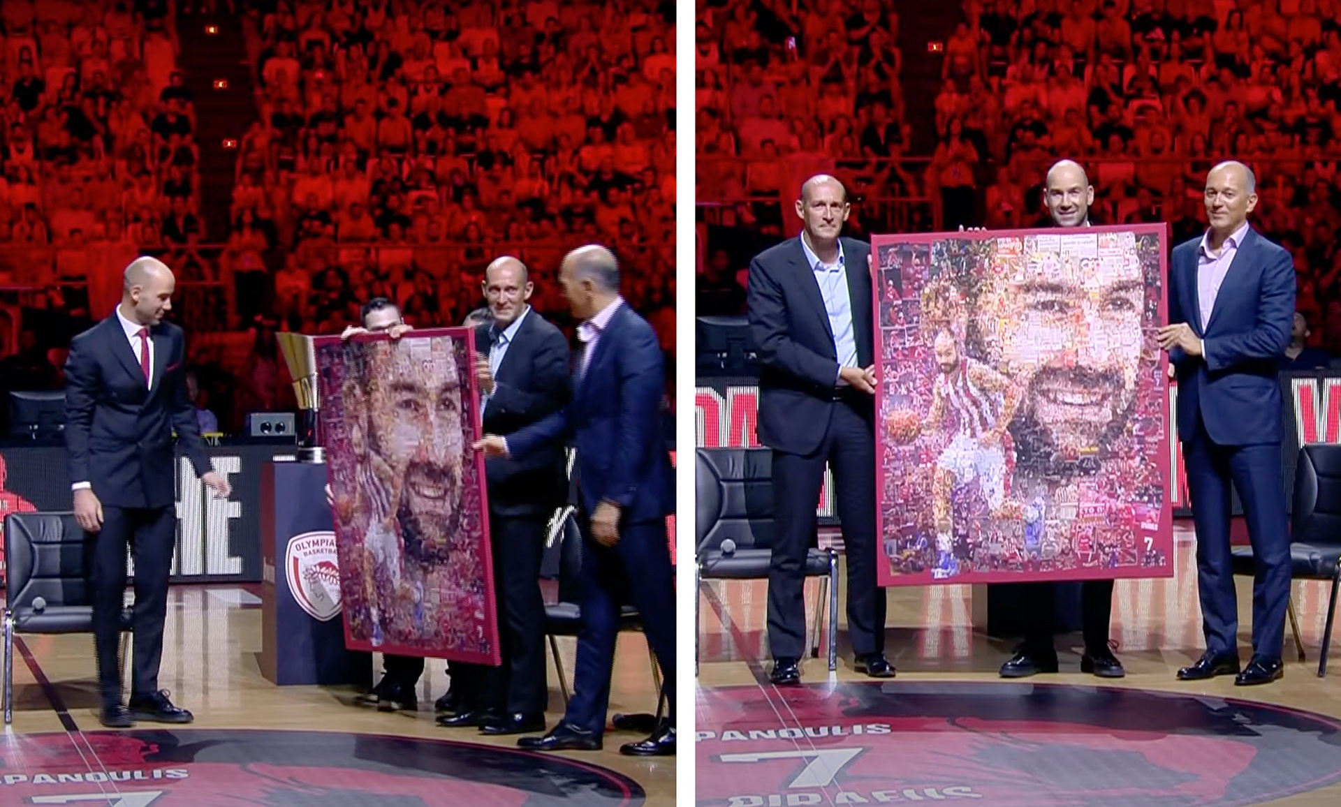 The basketball legend ceremony, a digital portrait in a photomosaic style