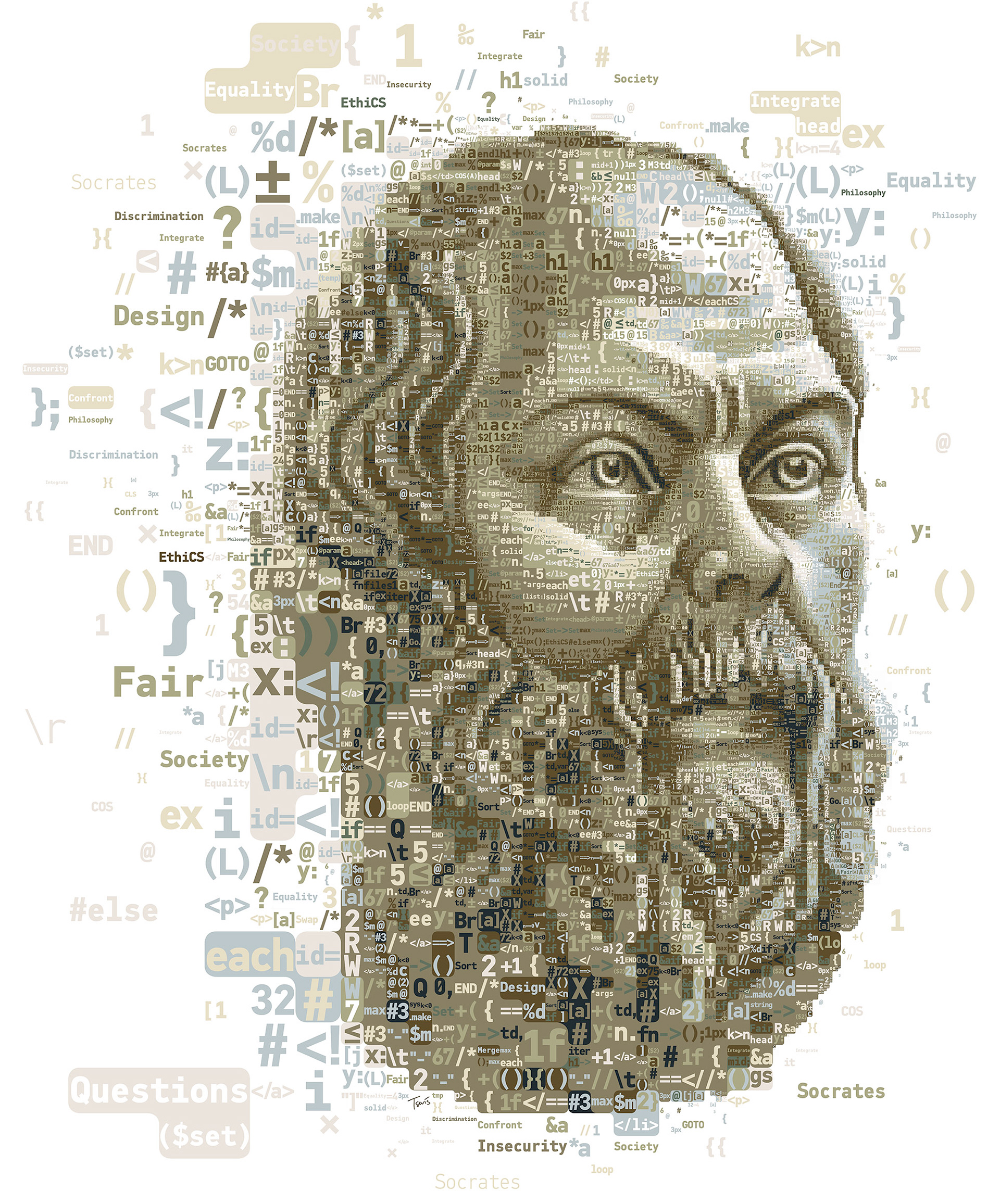A mosaic portrait of the ancient Greek philosopher Socrates, Editorial drawing