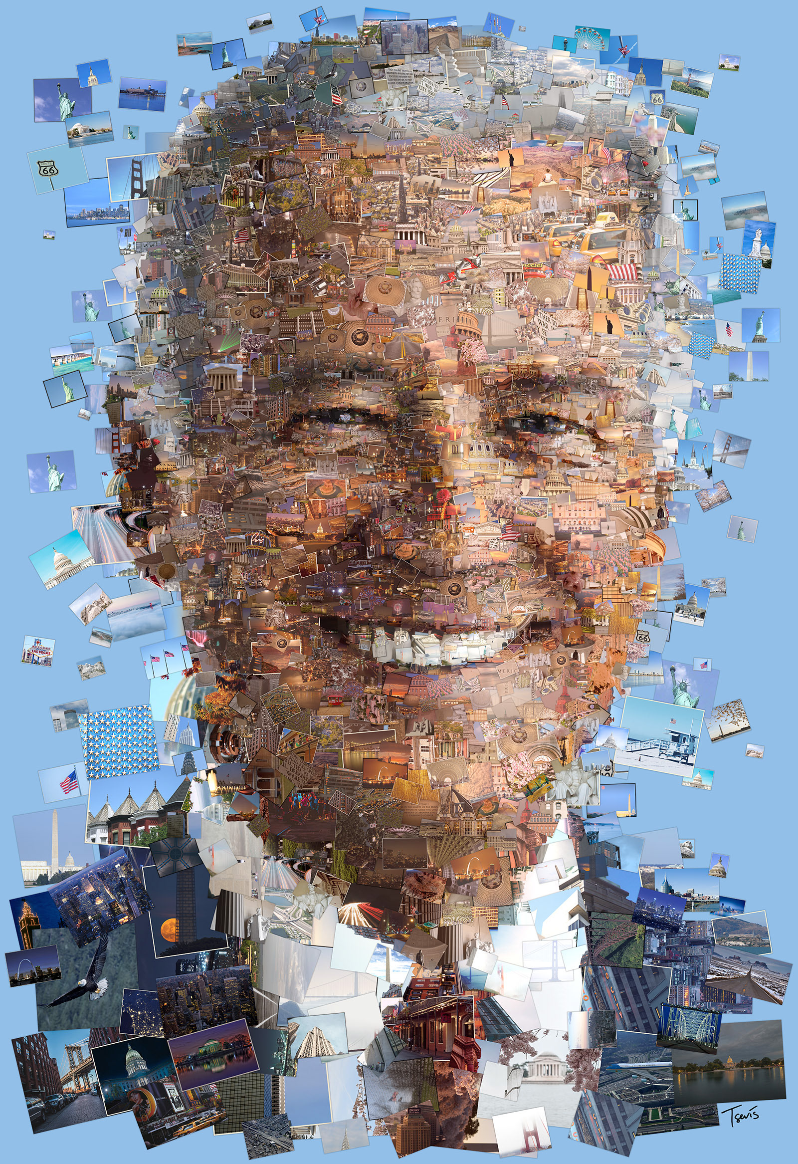 Biden's mosaic portrait, made of millions of photos