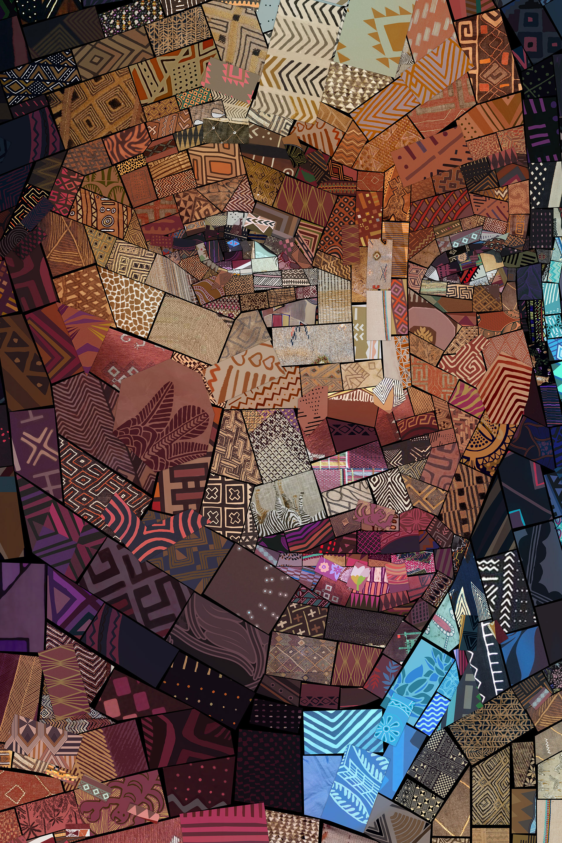 Mixed race girl portrait, contemporary photomosaic, counted edition art prints