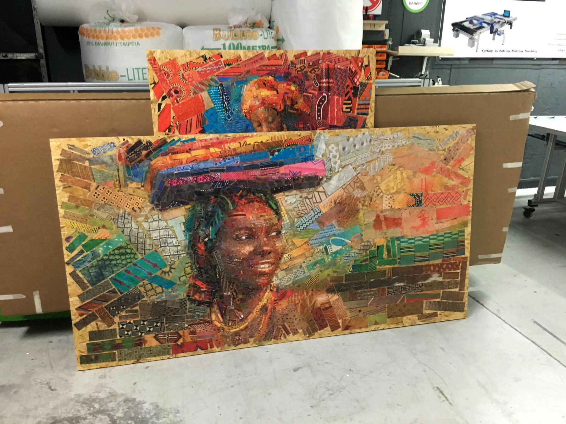 African Bricks painting ready to hang