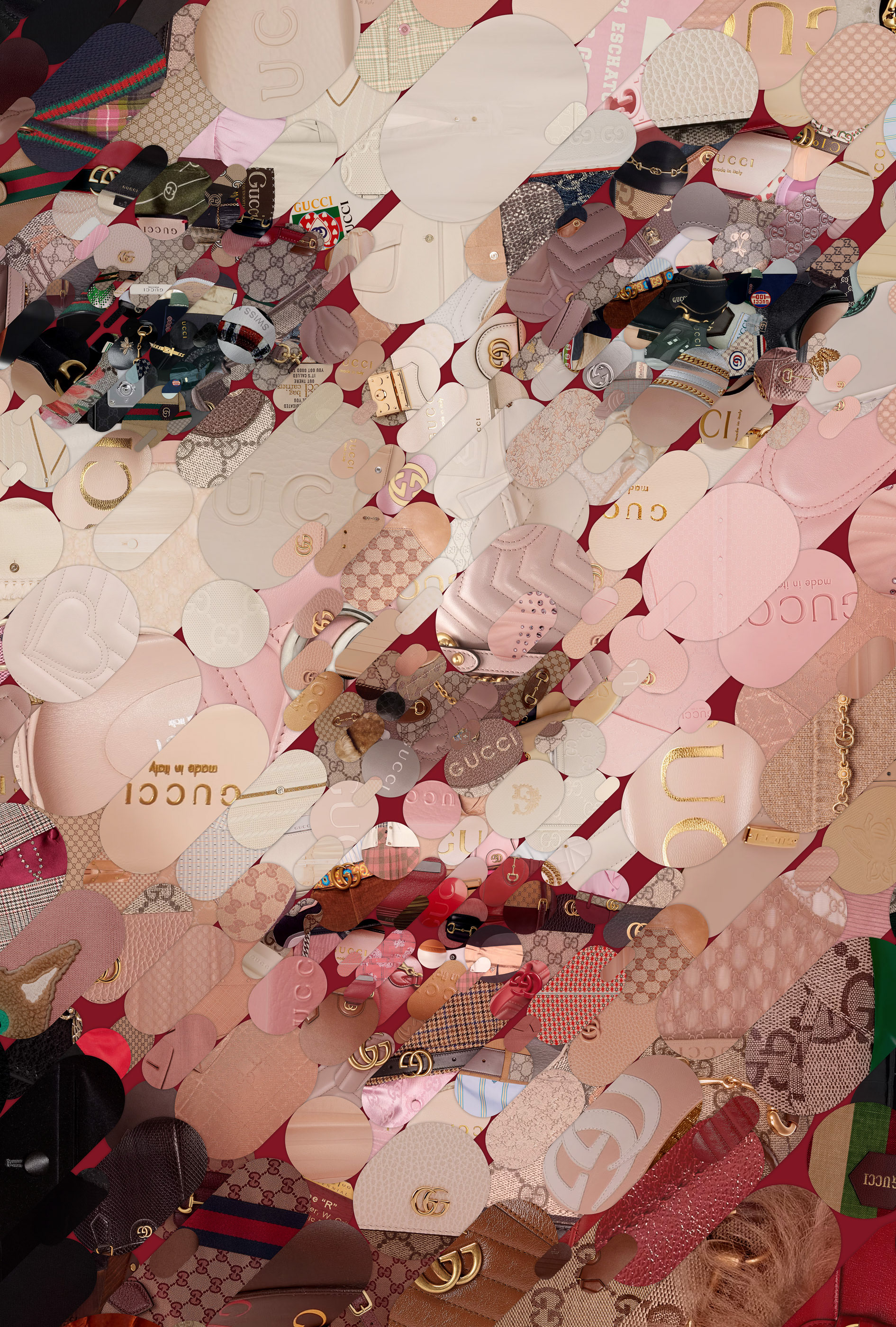 Lady Gaga's contemporary art portrait in Gucci products, digital mural