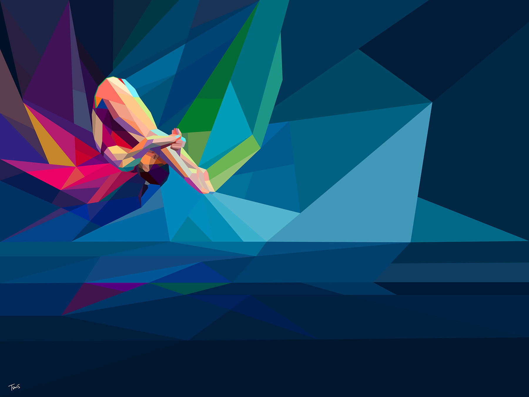 Gymnastics performance art in colors, sport digital graphics