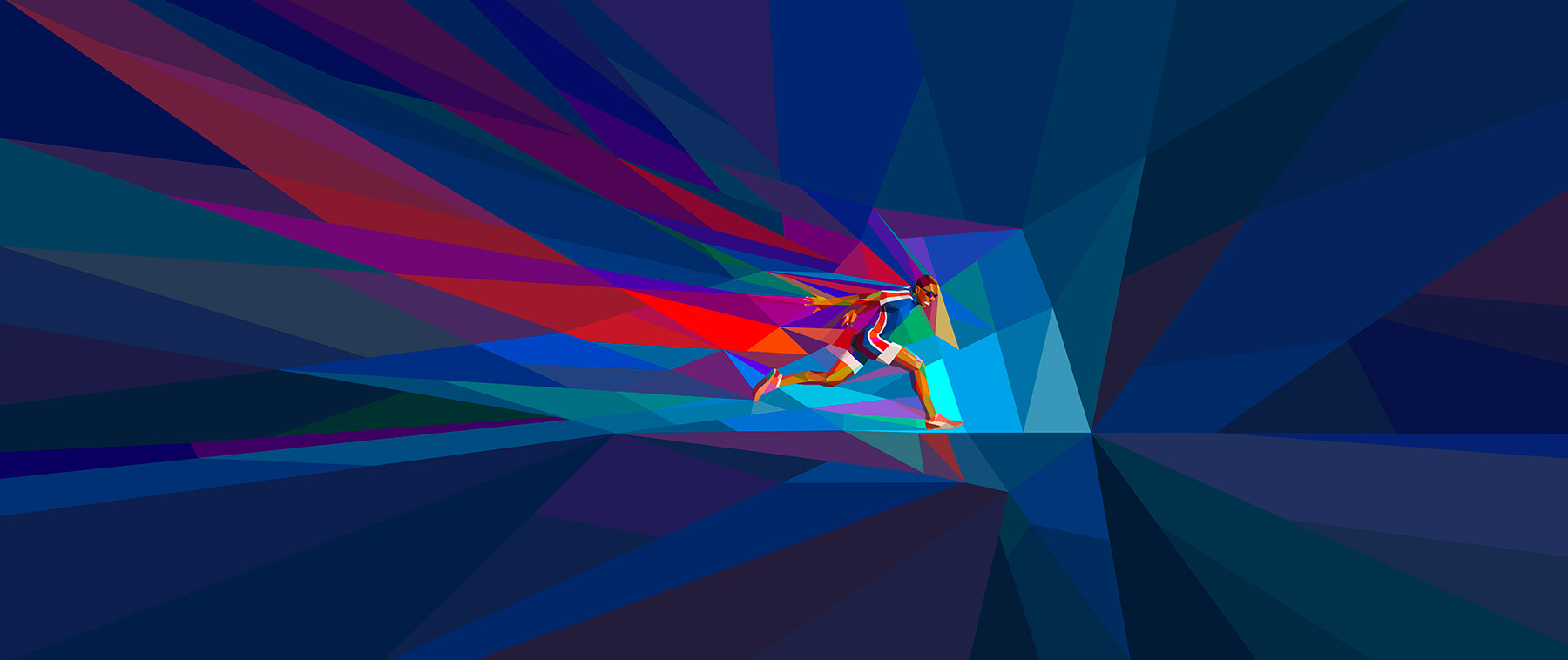 Crossing the finish line digital neo-futuristic panorama art