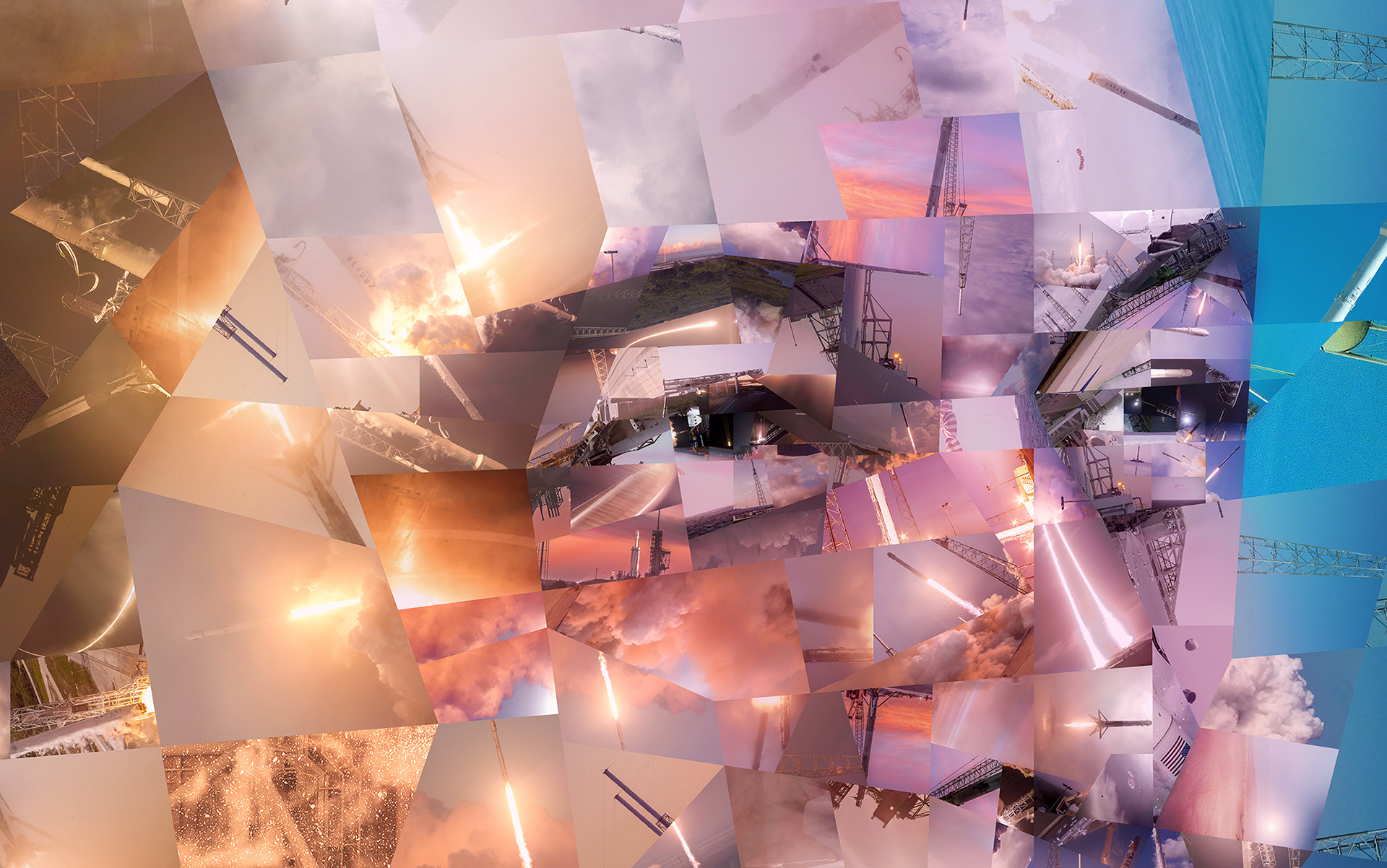 Elon's eyes looking forward, mosaic portrait from photos