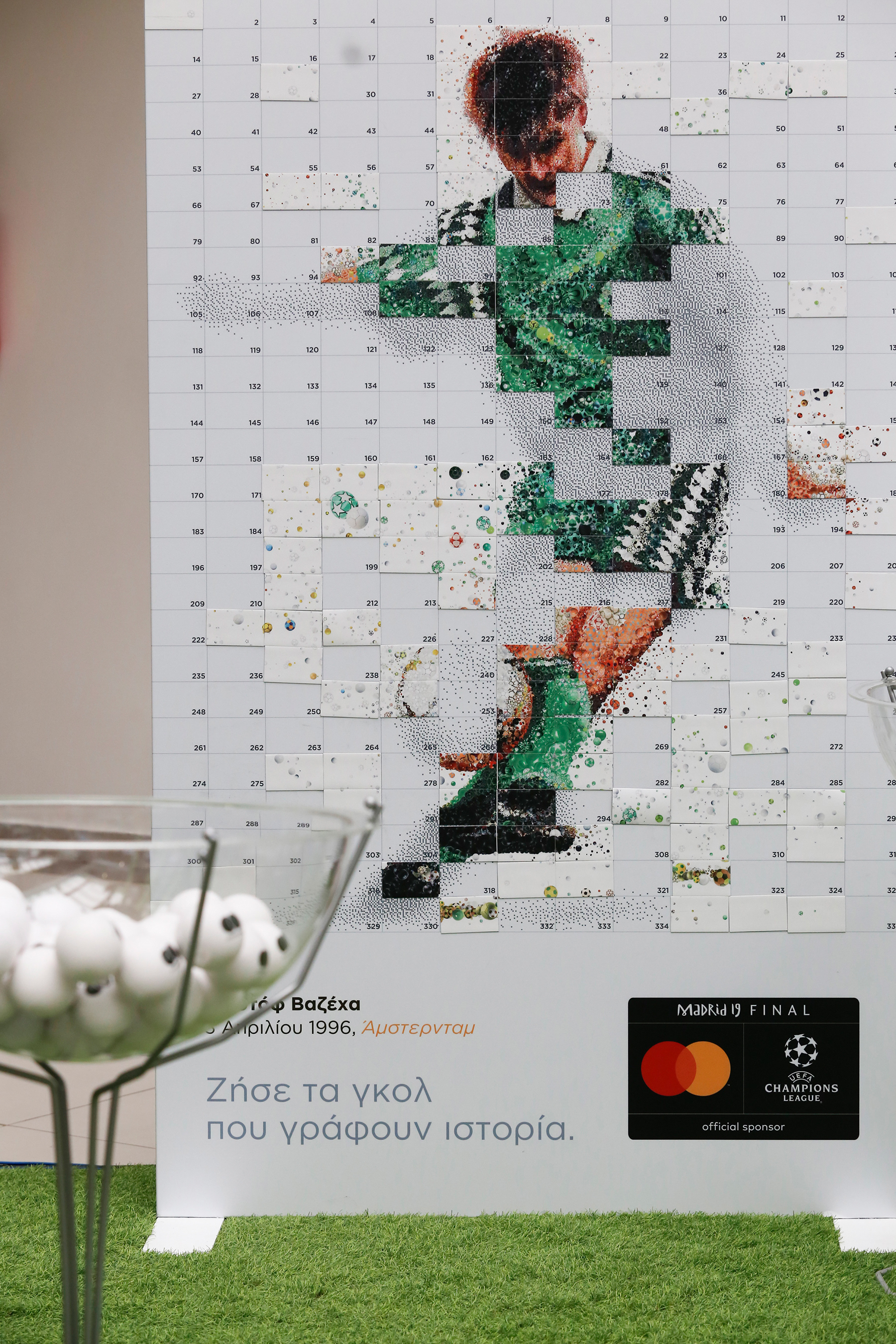 Digital mosaic illustration as an interactive puzzle for big football event