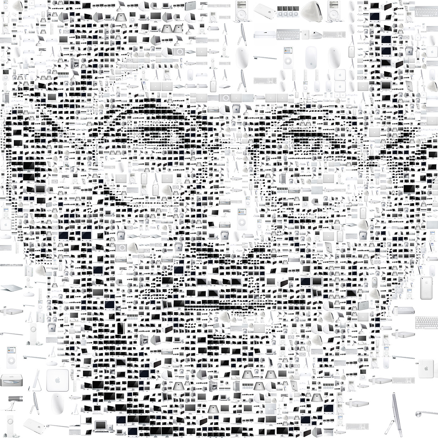 Magazine cover illustration, portrait of Steve Jobs photo mosaic