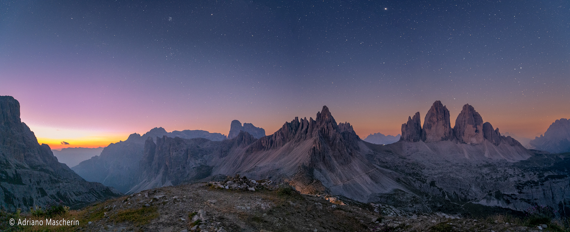 Aurora dal Sasso di Sesto su Paterno e Tre Cime di Lavaredo - Dawn from the Sasso di Sesto on Paterno and Tre Cime di Lavaredo
