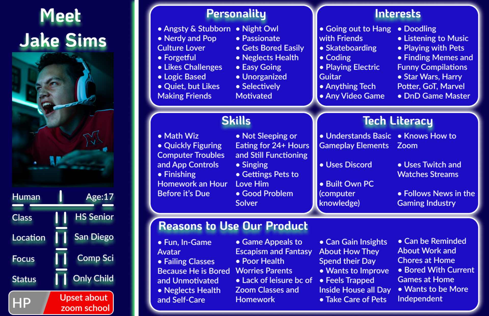 User Persona (Credit to Anissa Santos, my group partner)