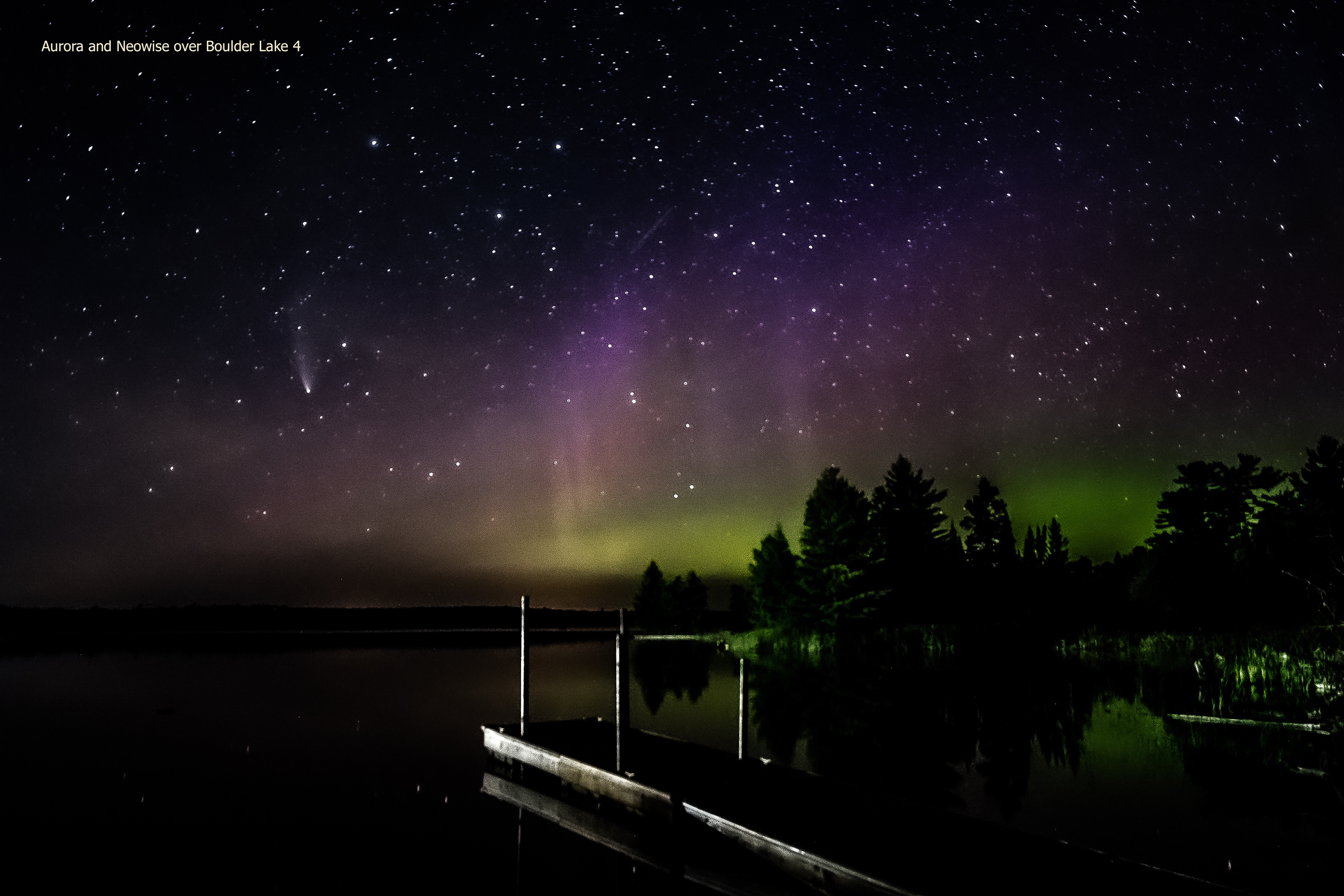 Aurora and Neowise over Boulder Lake 4