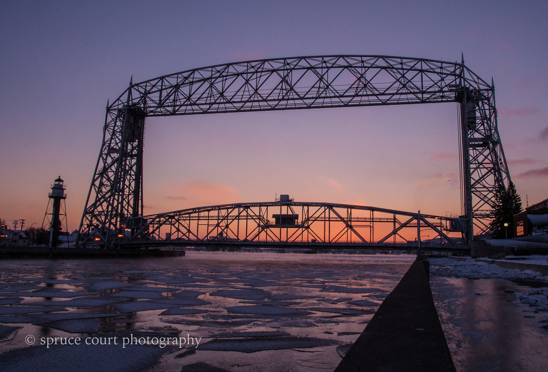 Sunset with an Icy Bridge