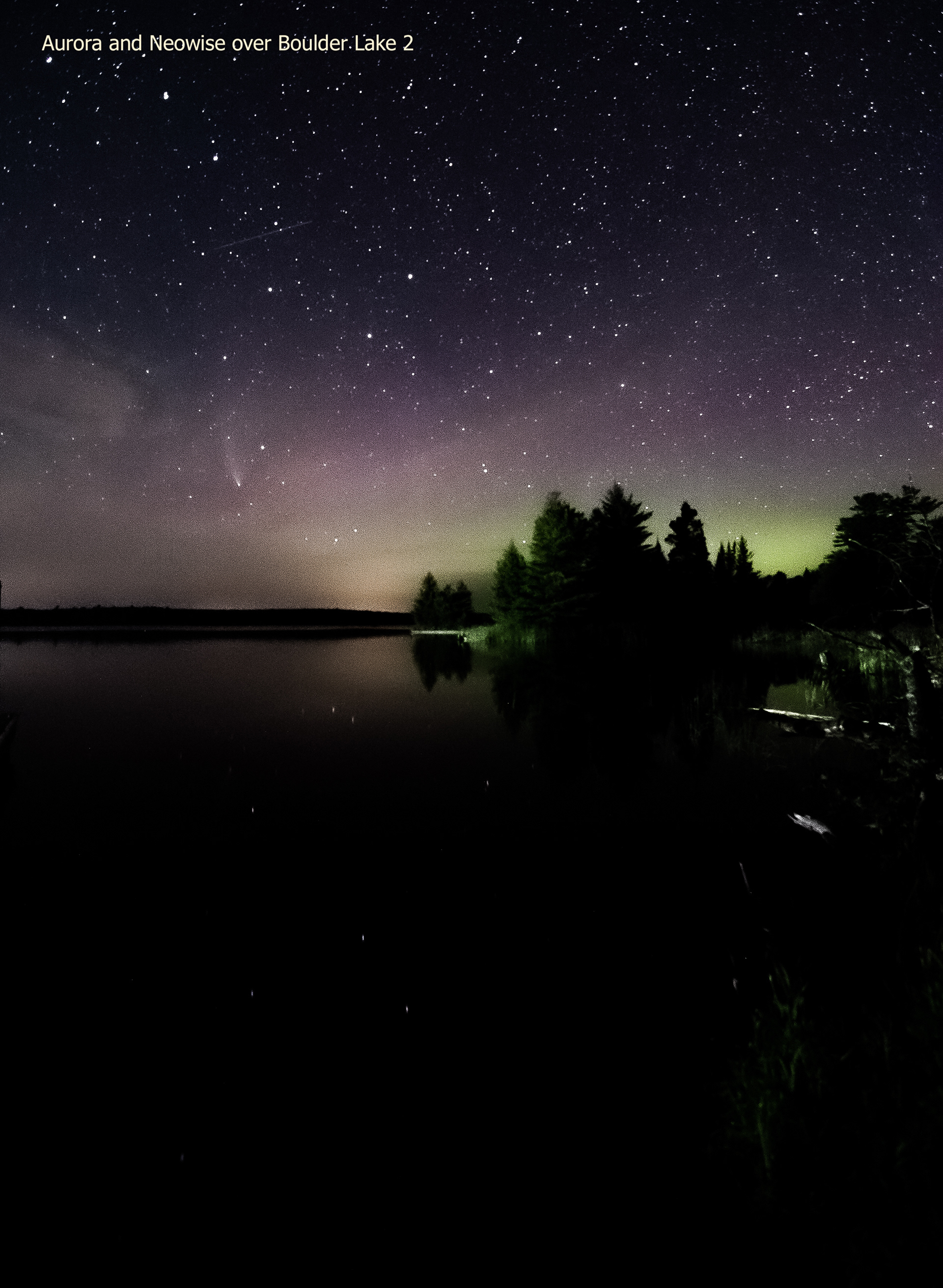 Aurora and Neowise over Boulder Lake 2