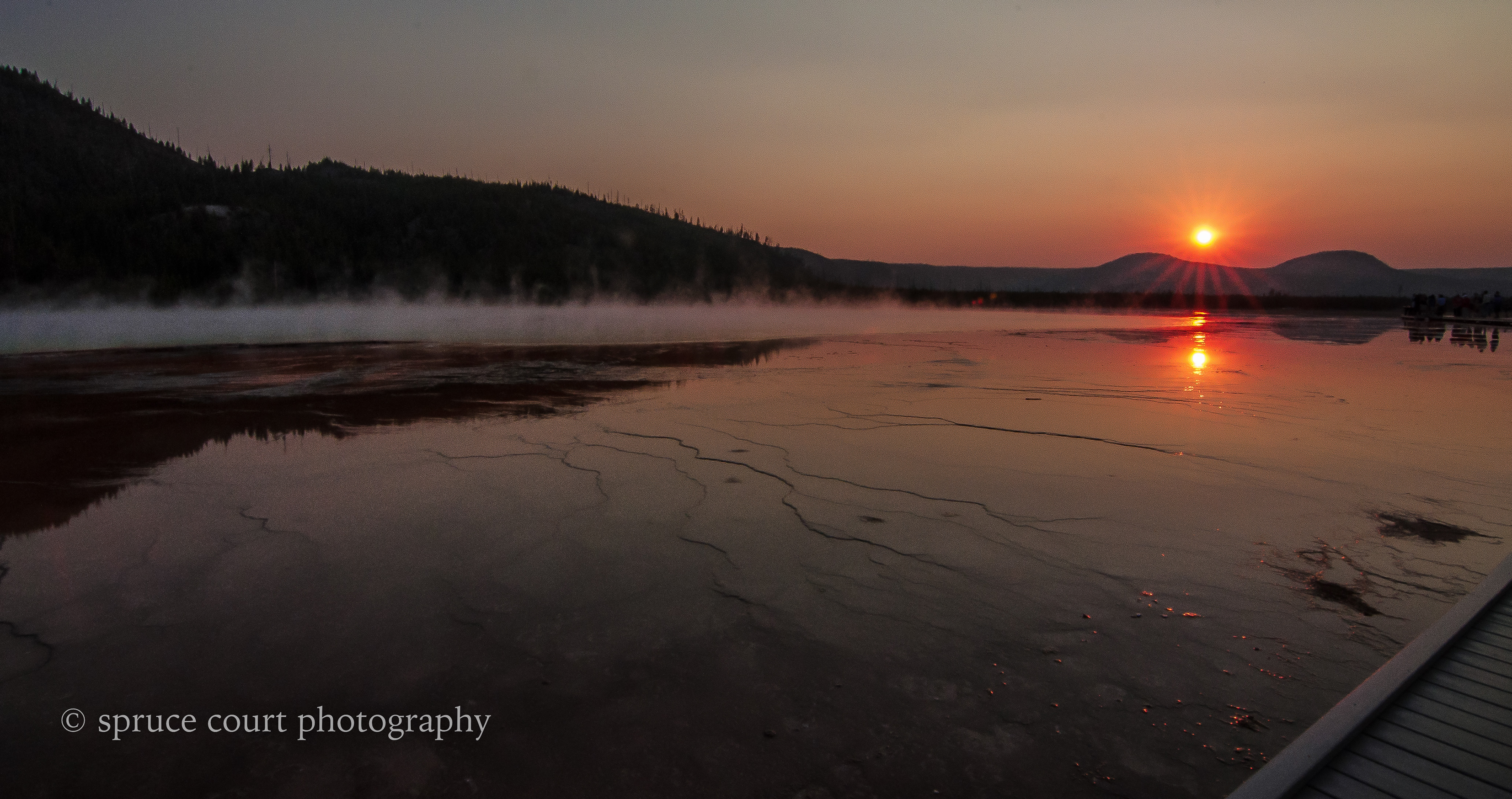 Sunset at Grand Prismatic Spring, Yellowstone National Park